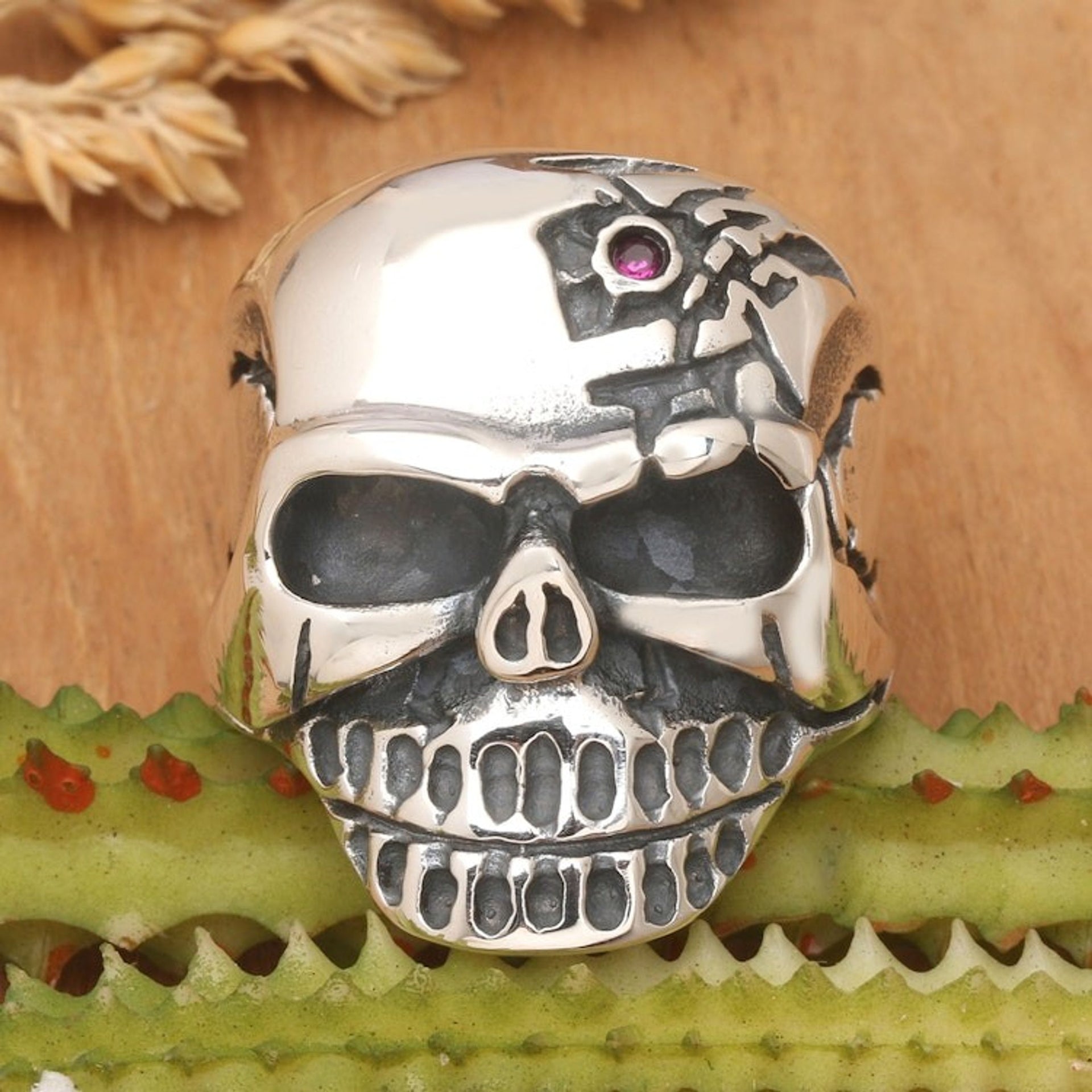 Men's 925 Silver Skull Cocktail Ring with Cubic Zirconia 'King of the Underworld'