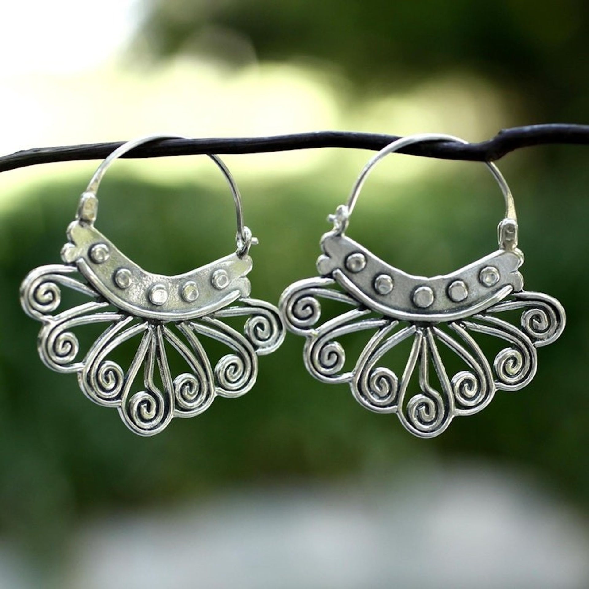 Handcrafted Silver Hoop Earrings from Mexico 'Spiral Sierra'