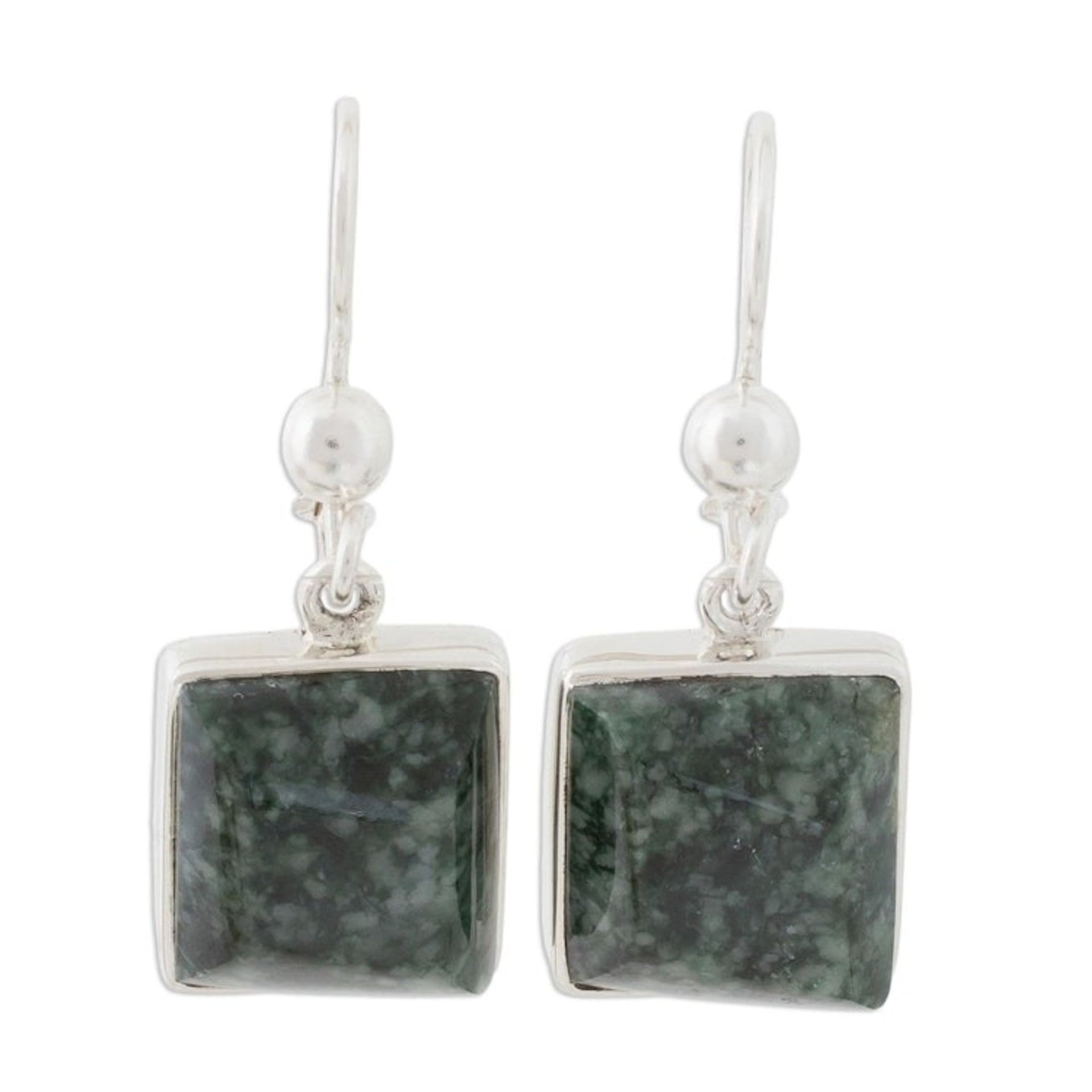 Handmade Sterling Silver Dangle Jade Earrings 'Love Immortal'