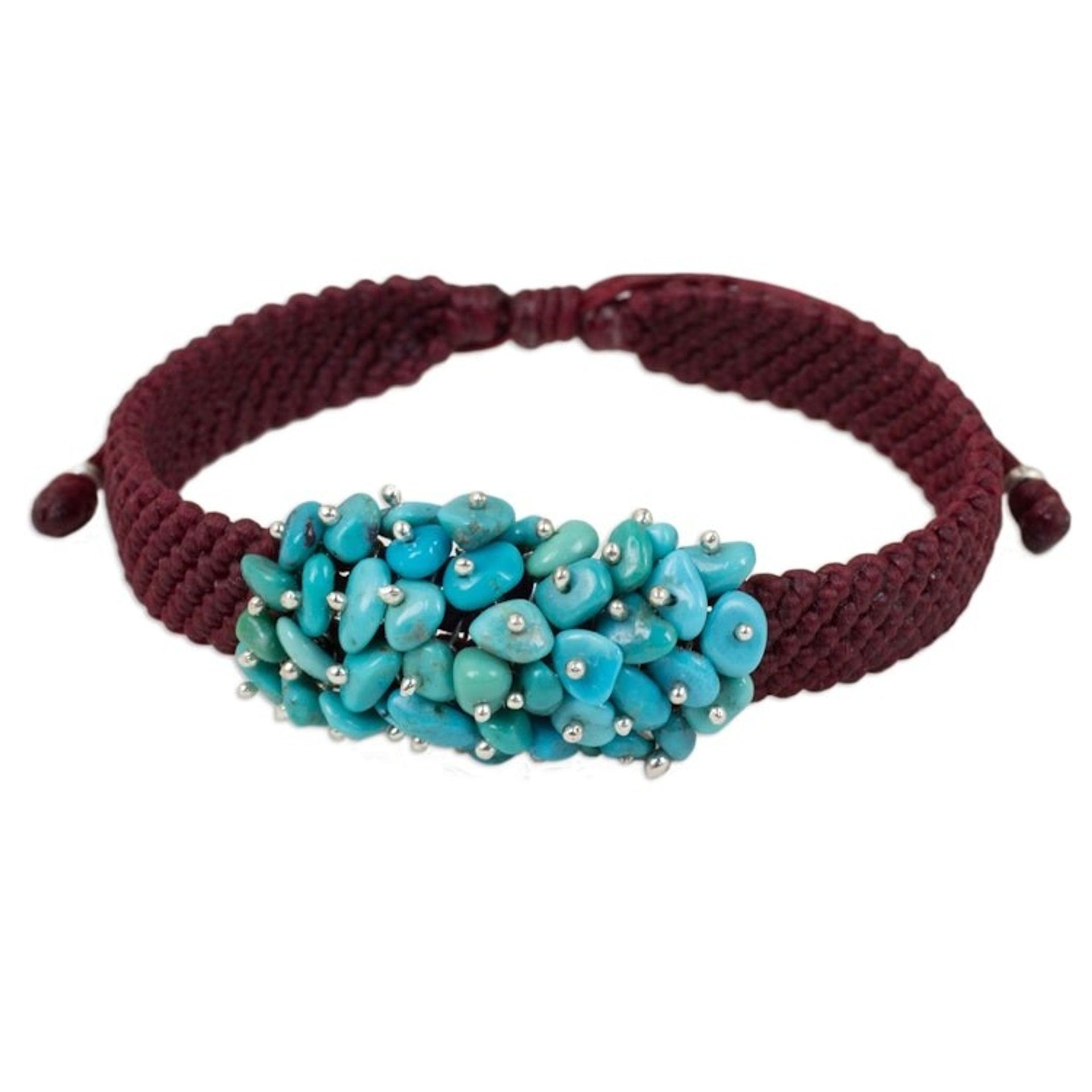 Handmade Cranberry Bracelet with Reconstituted Turquoise 'Cranberry Chic'