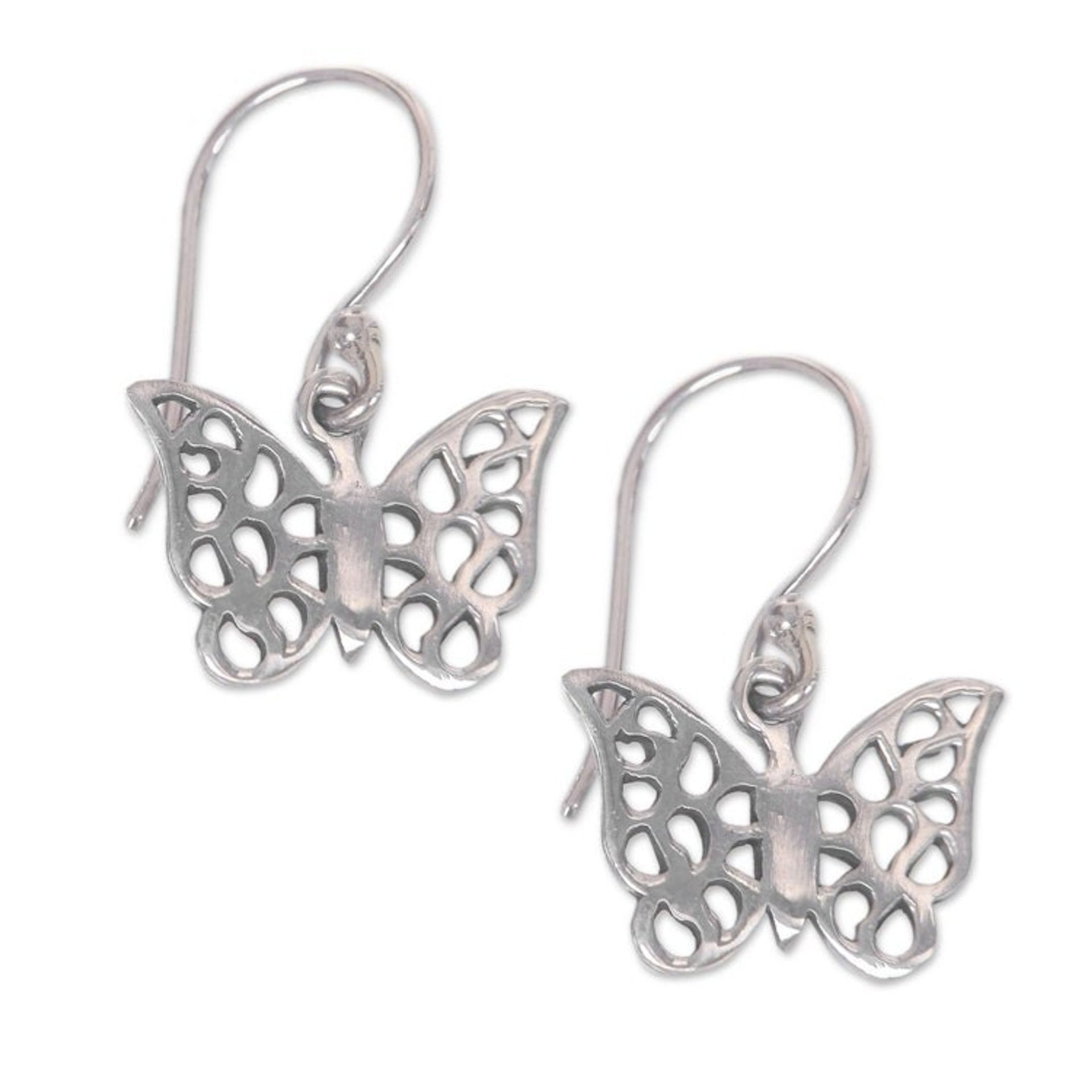 Sterling Silver Dangle Earrings 'Free as a Butterfly'