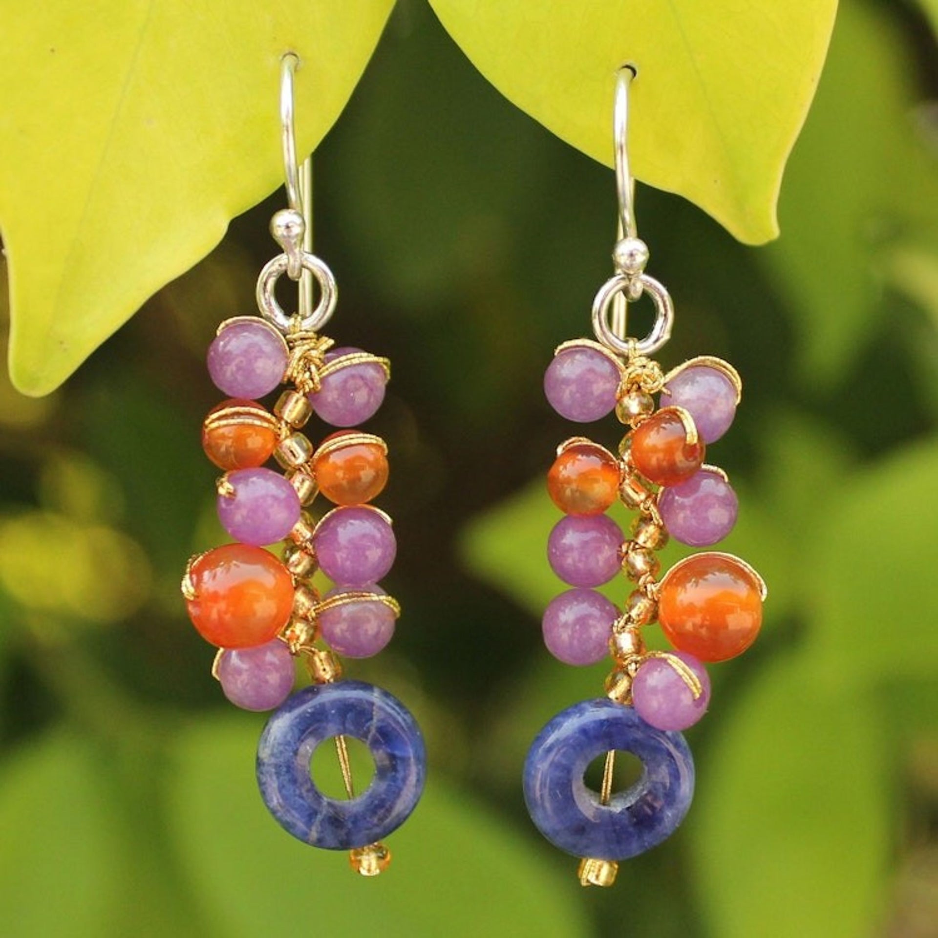 Unique Carnelian Cluster Earrings 'Radiant Color'