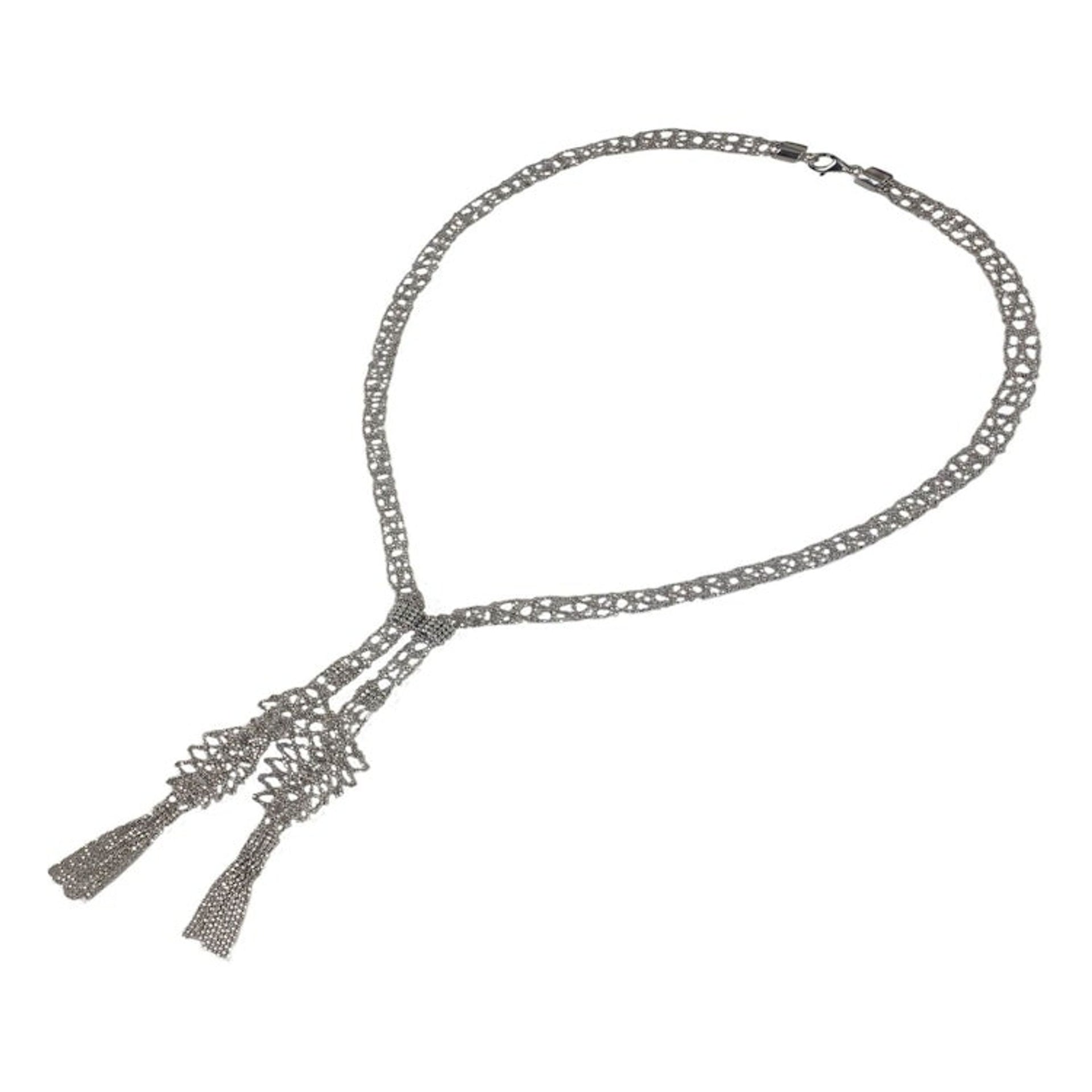 Sterling Silver Ball and Cylinder Chain Lariat Necklace 'Tango'