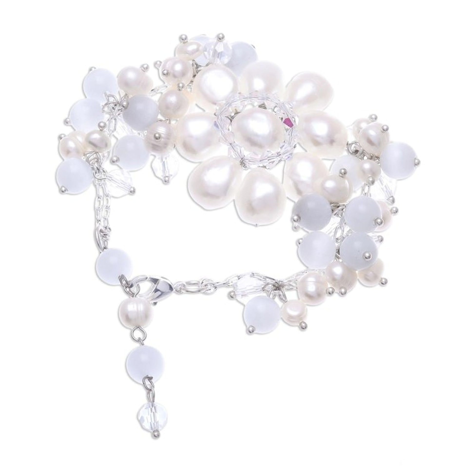 Pearl Flower Bracelet 'Snow Garland'