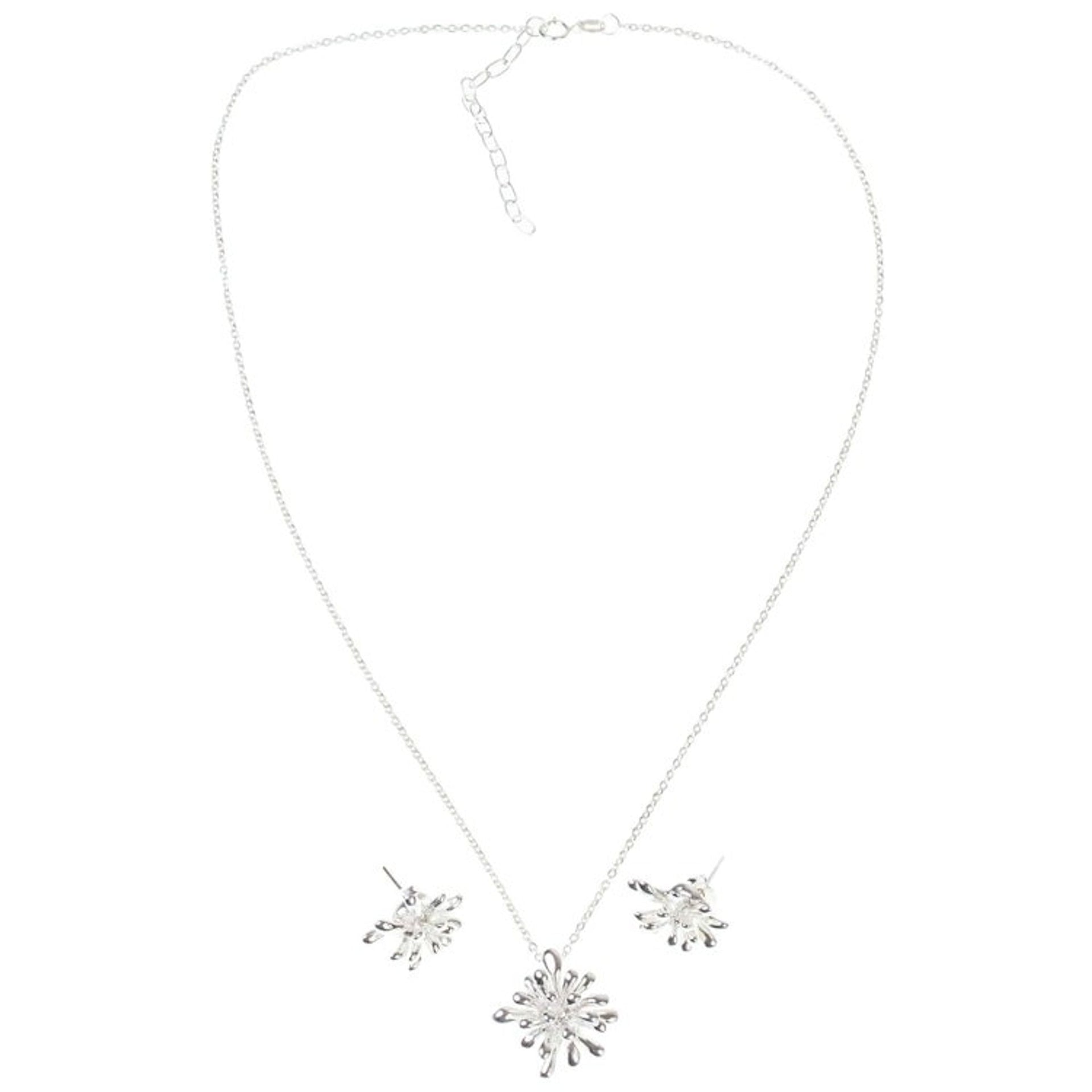 Necklace and Earrings in Taxco Sterling Silver 'Cool Coral'