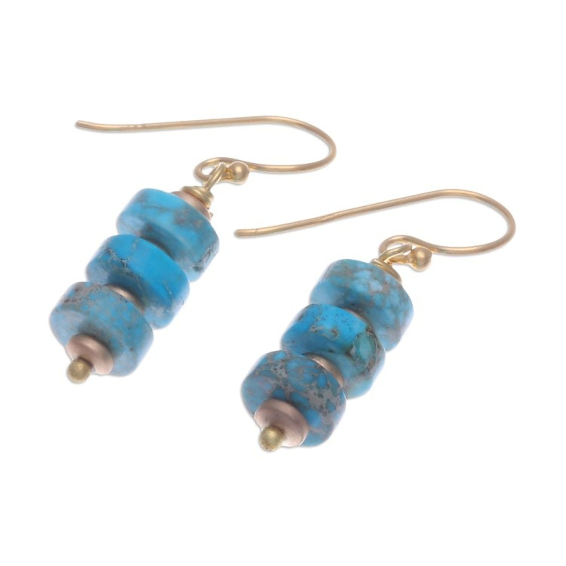 18k Gold-Plated Dangle Earrings with Hematite Beads 'Lagoon Bohemian'