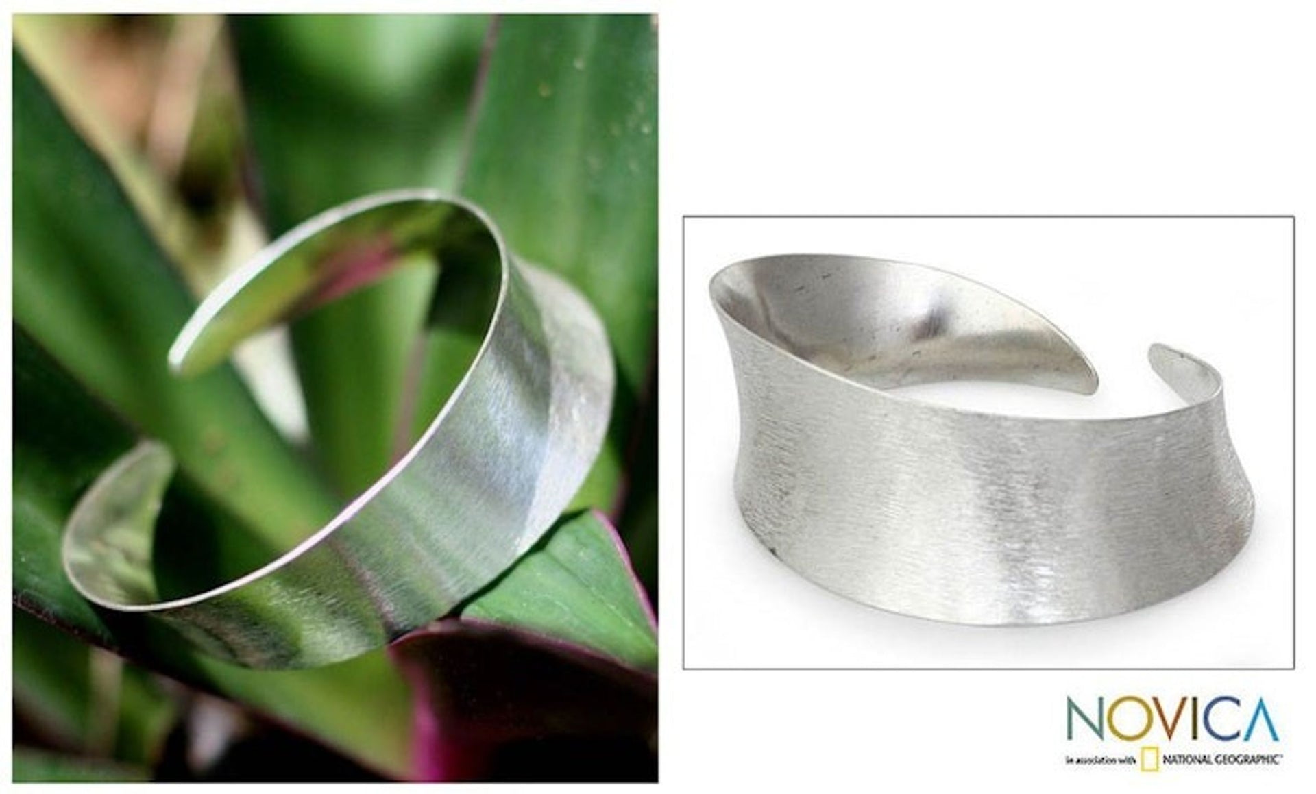 Handmade Modern 950 Silver Cuff Bracelet 'Moonbeams'