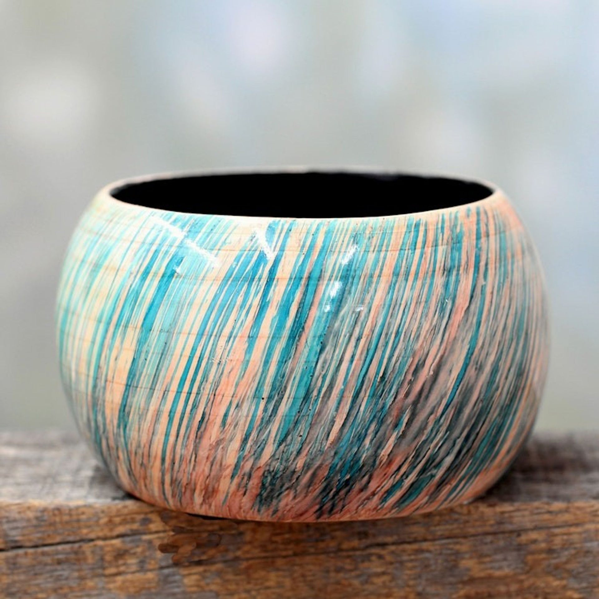 Artisan Crafted Wood Bangle Bracelet 'Peach Breeze'