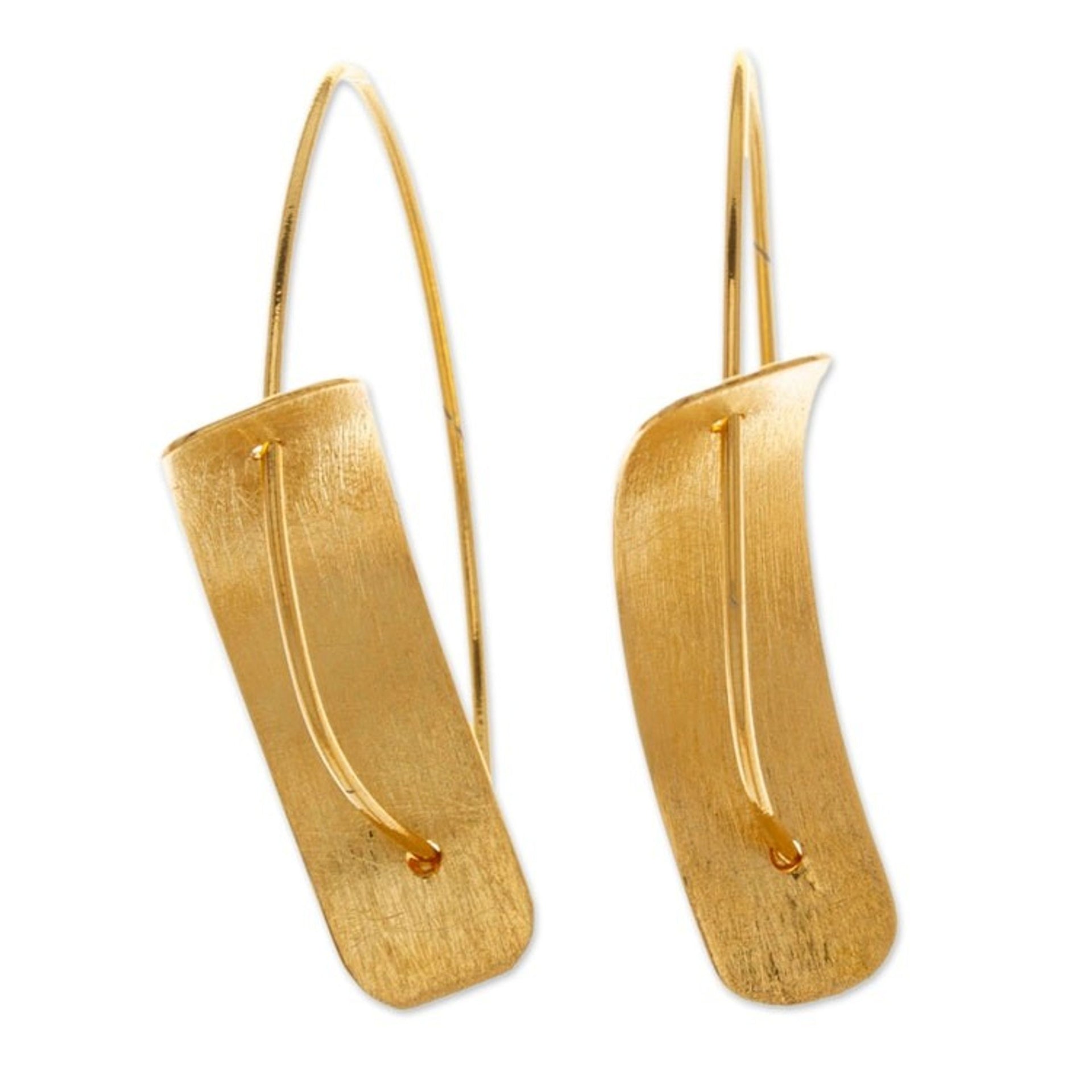 Polished Modern Abstract 24k Gold-Plated Half-Hoop Earrings 'Implications'