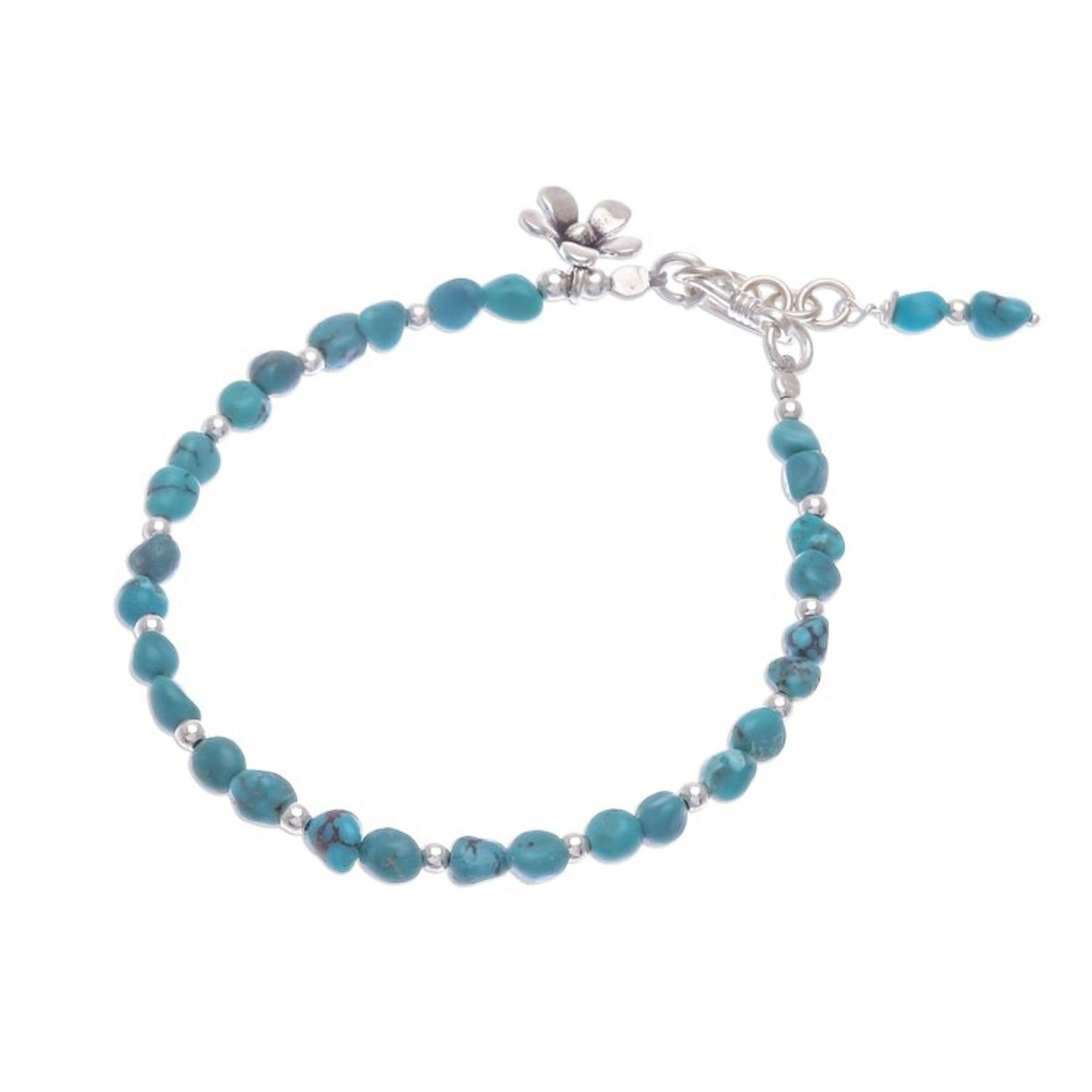 Sterling Silver and Reconstituted Turquoise Bracelet 'Sea Flower'
