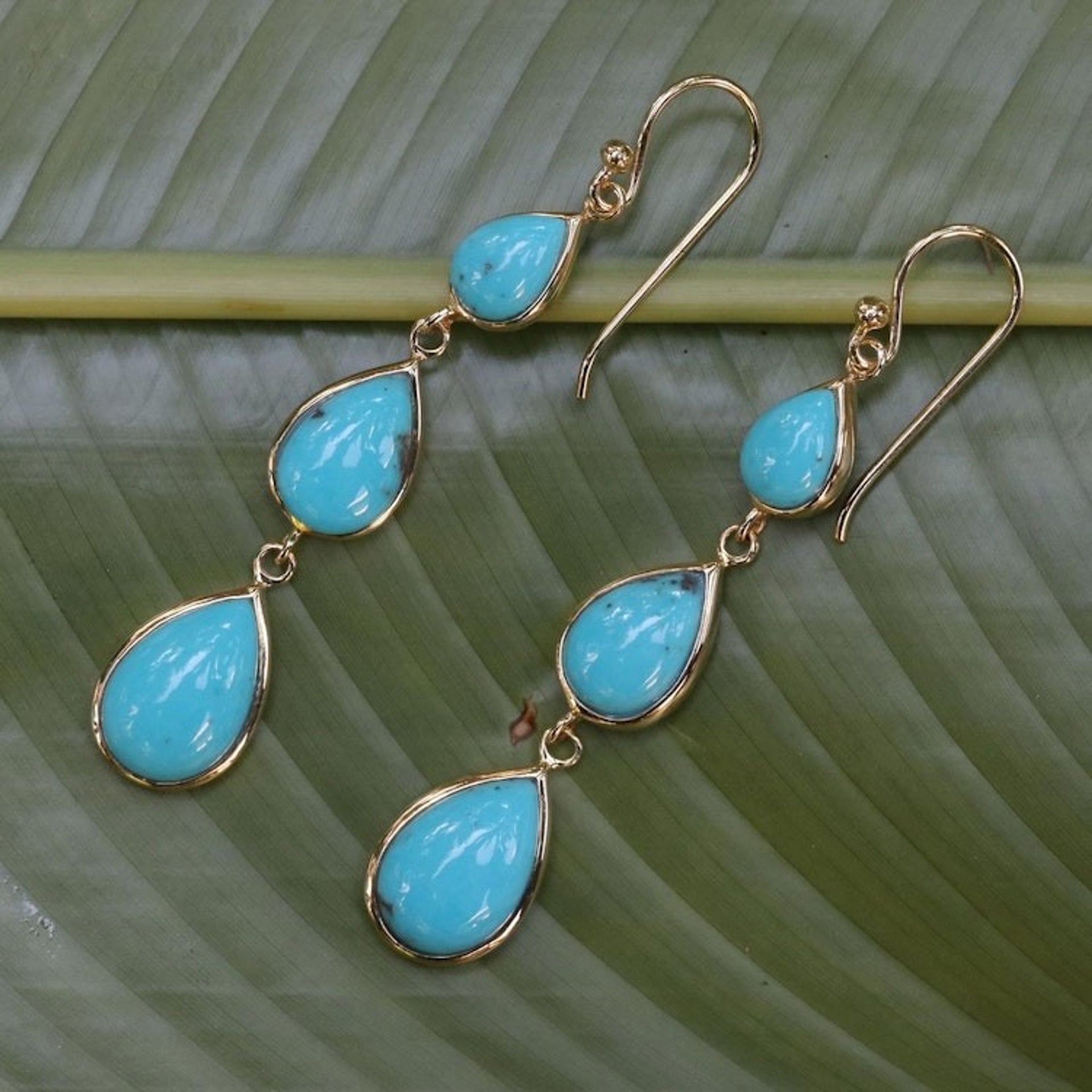 Gold Plated Sterling Silver Dangle Earrings from Thailand 'Nectar Drops'