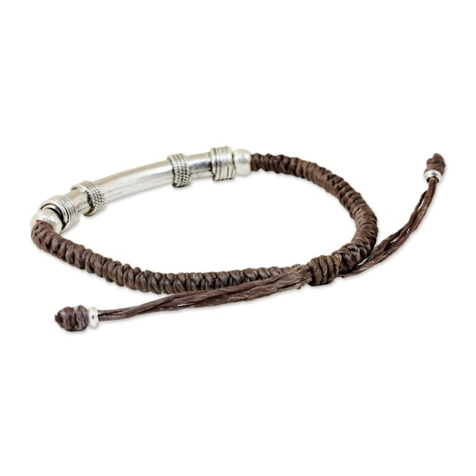 Sterling Silver Accent Bracelet from Thailand 'Infinite Legend in Taupe'