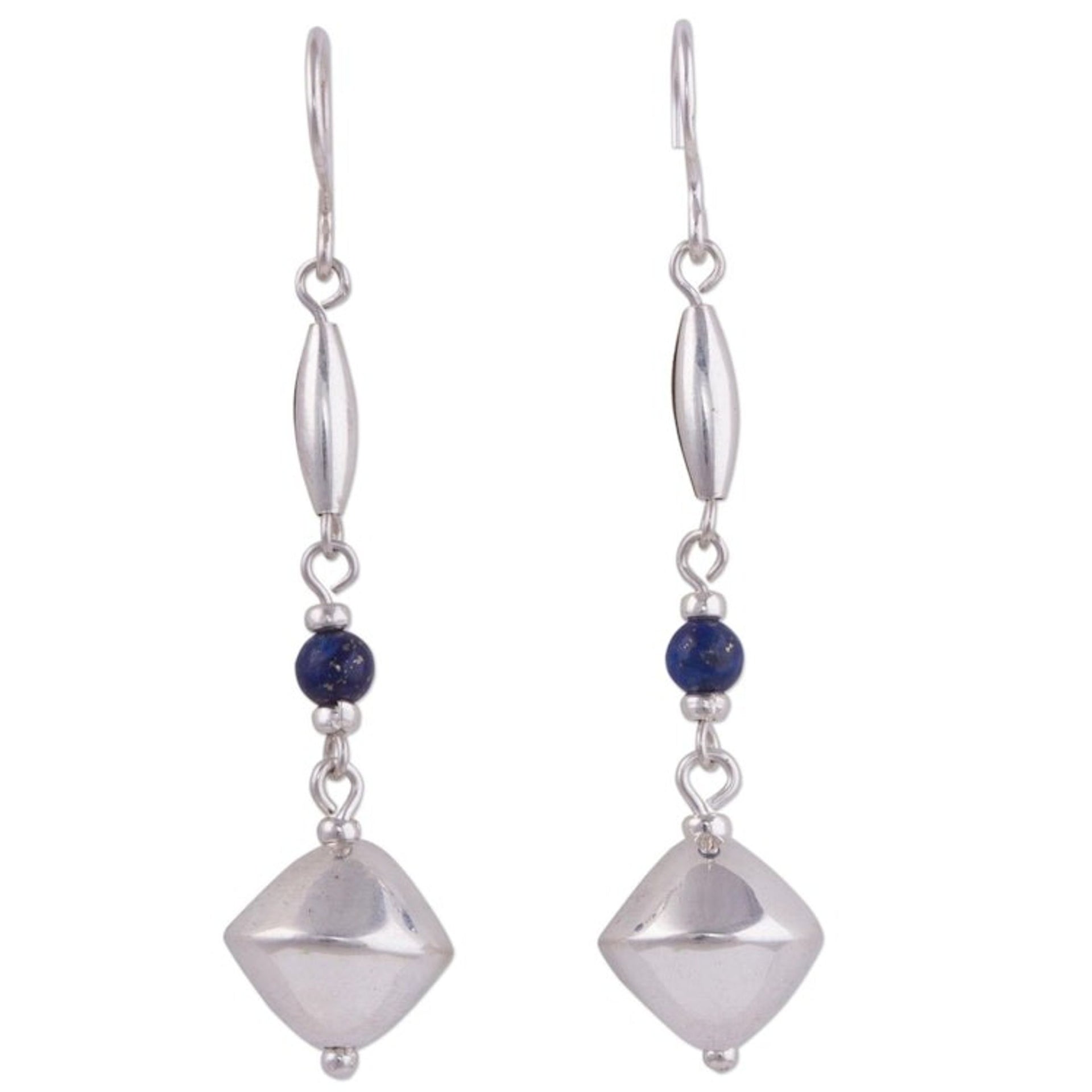 Lapis Lazuli and Sterling Silver Dangle Earrings from Peru 'Heavenly Glamour'