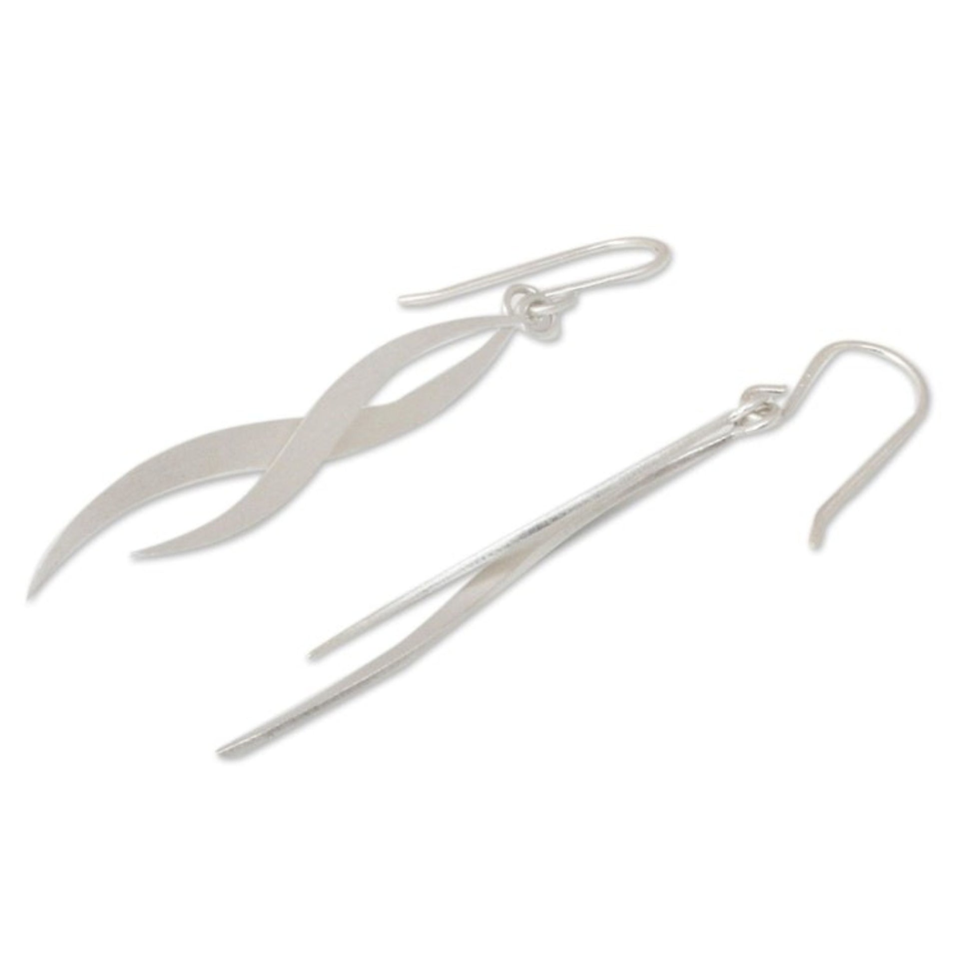 Modern Sterling Silver Dangle Earrings 'Ping River Flows'