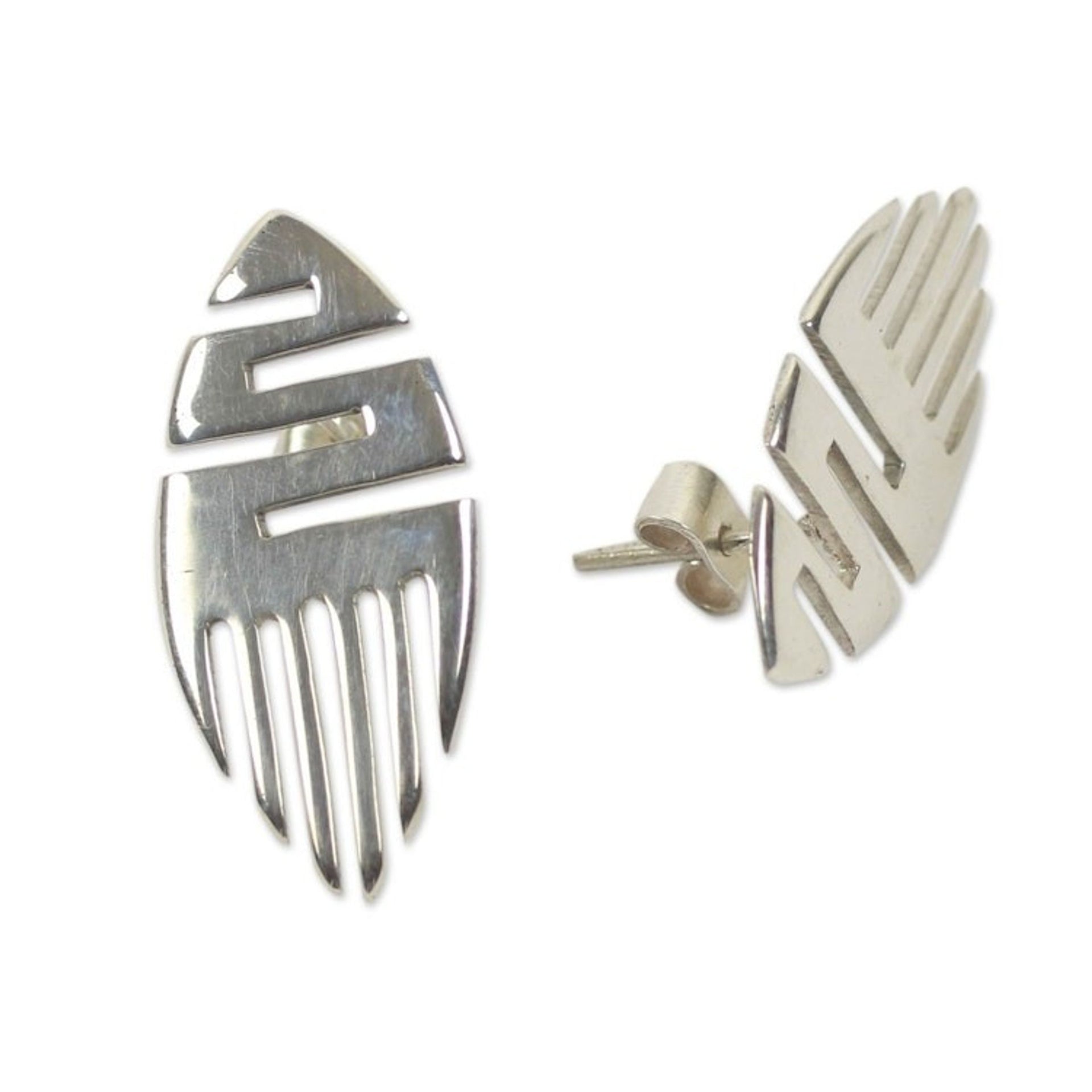 Handcrafted Sterling Silver Button Earrings from Africa 'African Initiative'