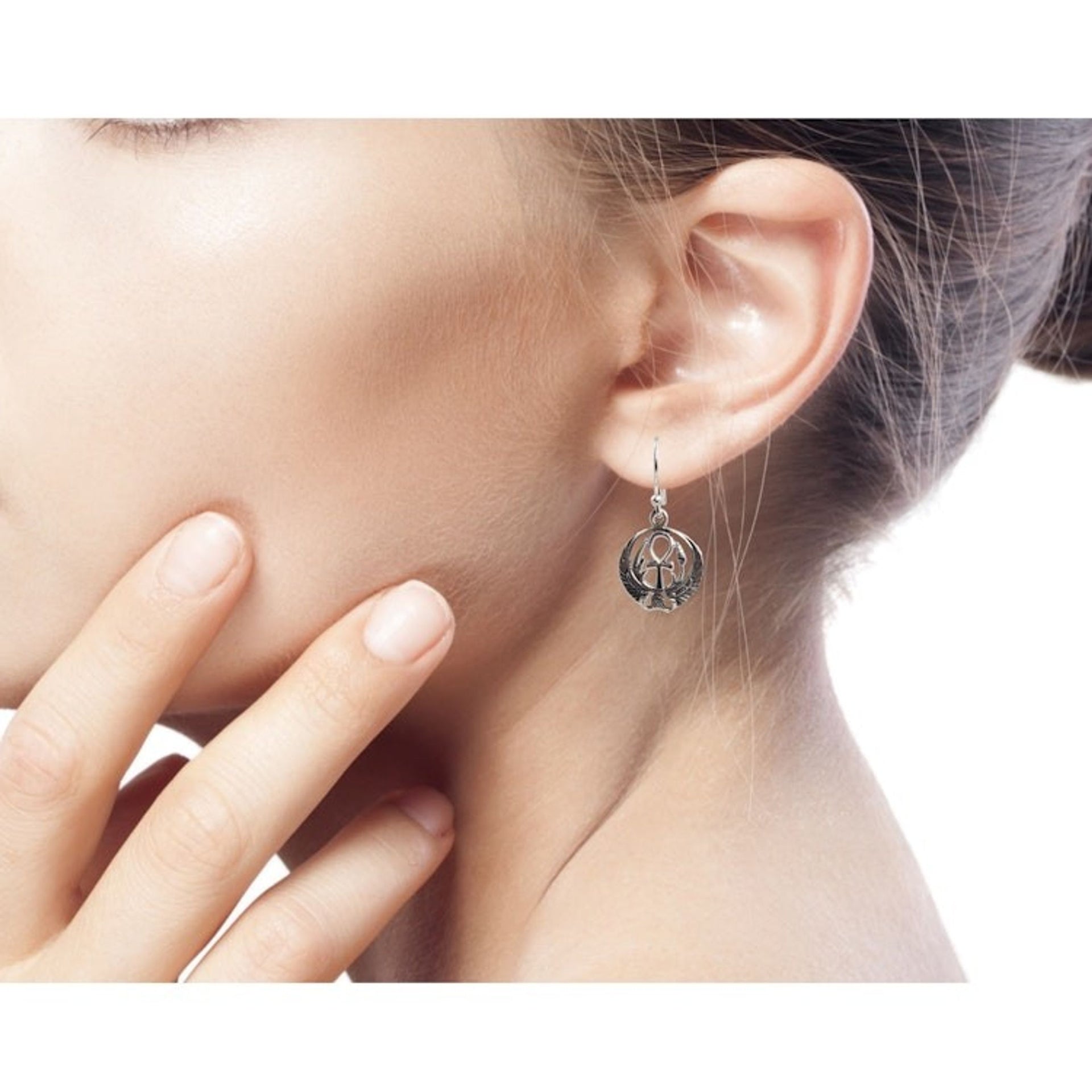 Sterling silver dangle earrings 'Eternity's Key'