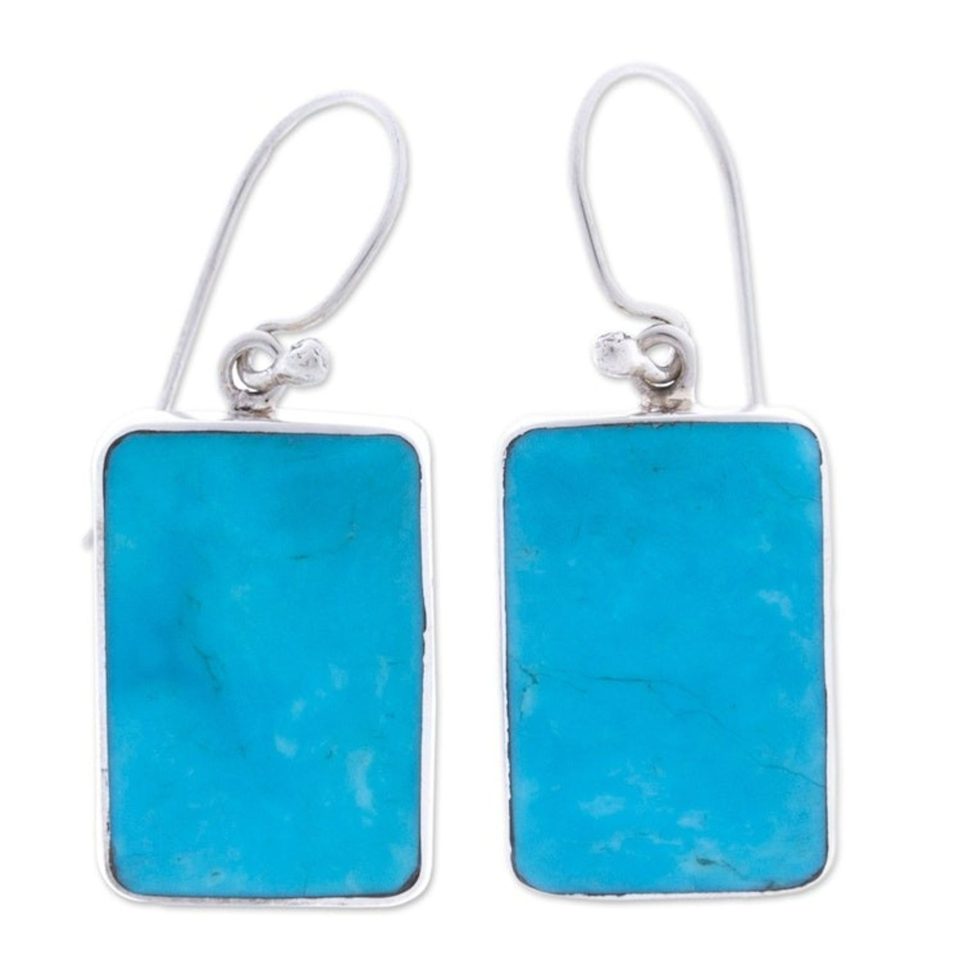 Turquoise Sterling Dangle Earrings 'Caribbean Mosaic'