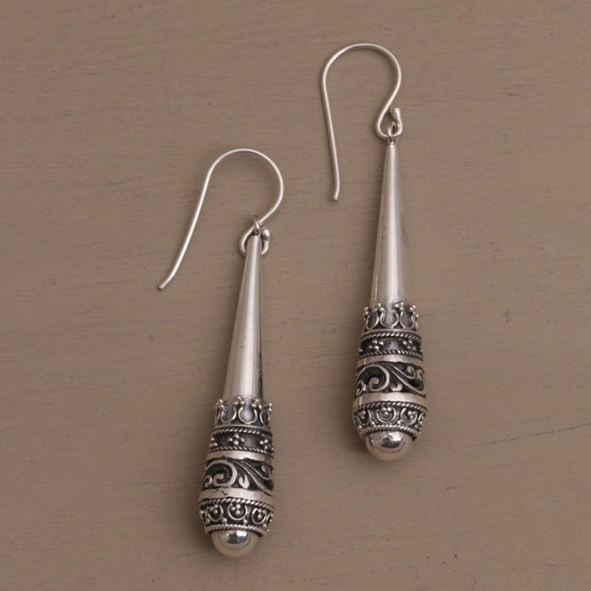 925 Sterling Silver Dangle Earrings with Hook Ear Wires 'Always Strong'