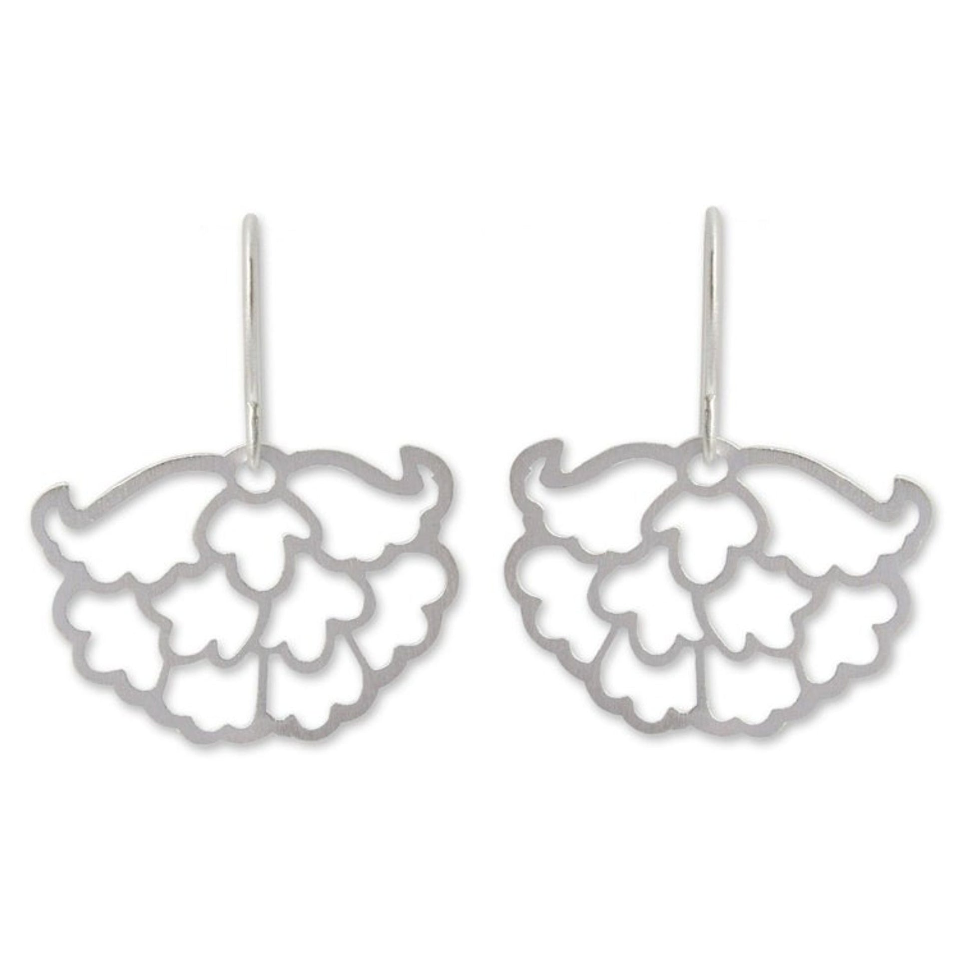 Sterling silver flower earrings 'Peony'