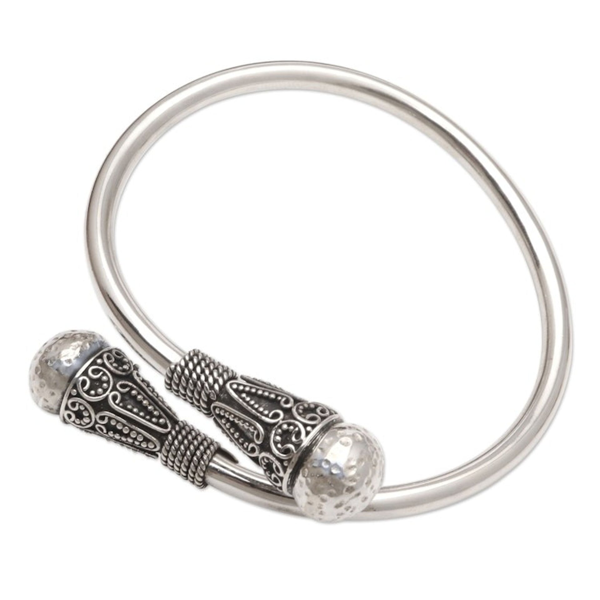 Artisan Crafted Sterling Silver Bangle Bracelet 'Gentle Soul'