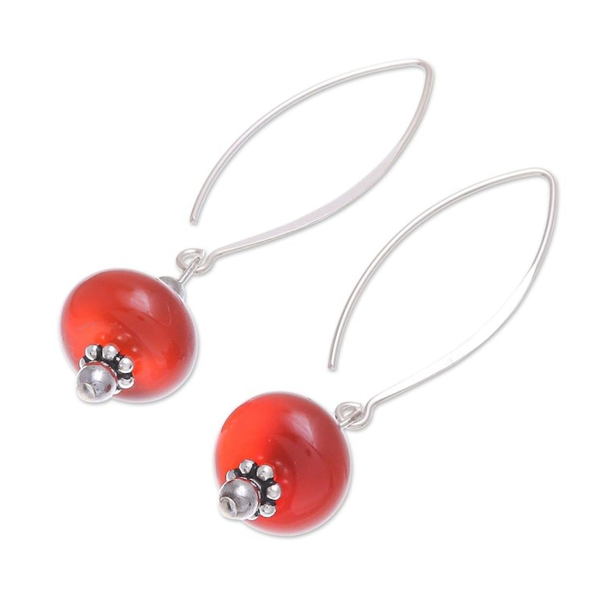 Hand Crafted Carnelian and Hematite Dangle Earrings 'Tangerine Dream'
