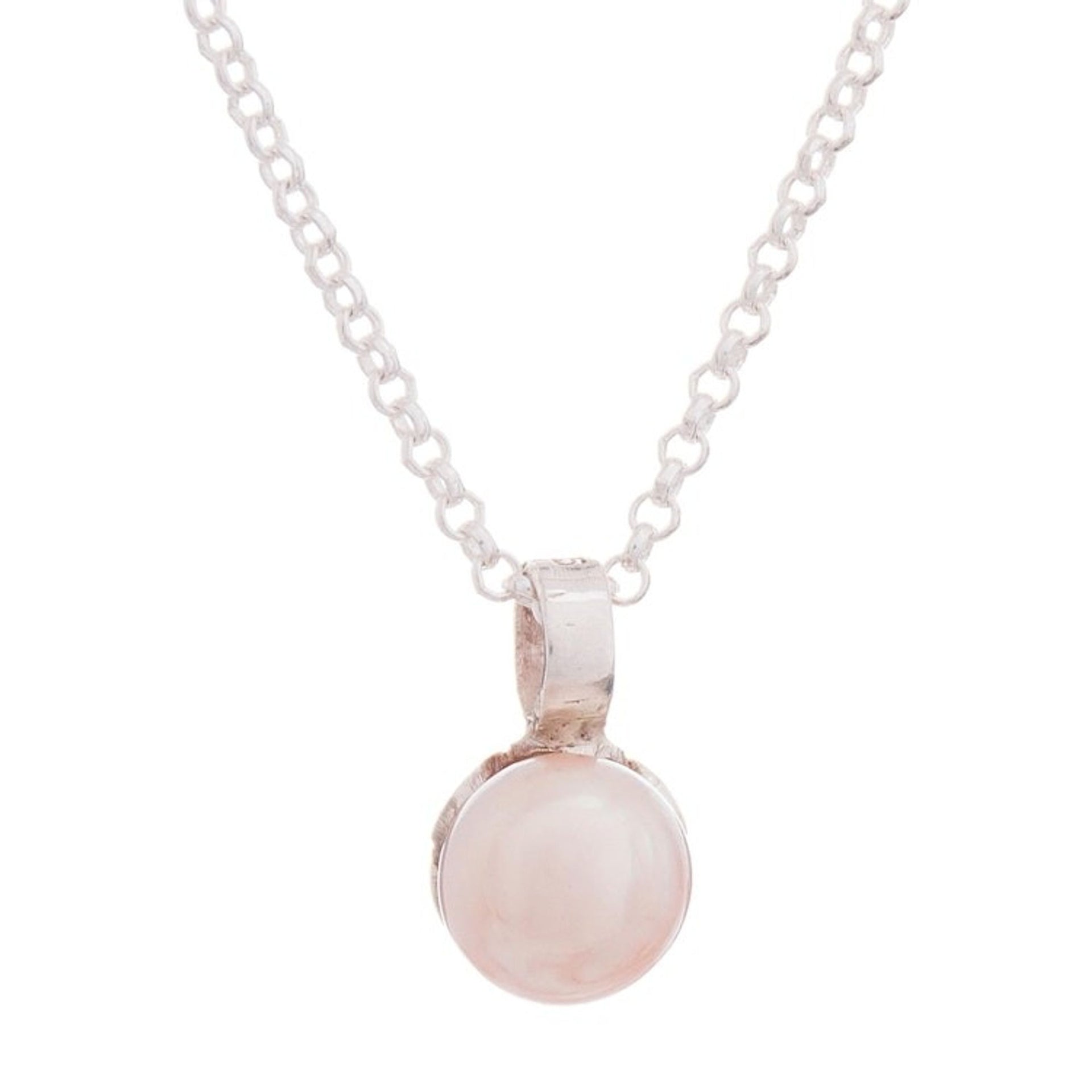 Peach Cultured Pearl and Sterling Silver Pendant Necklace 'Peach Bloom'