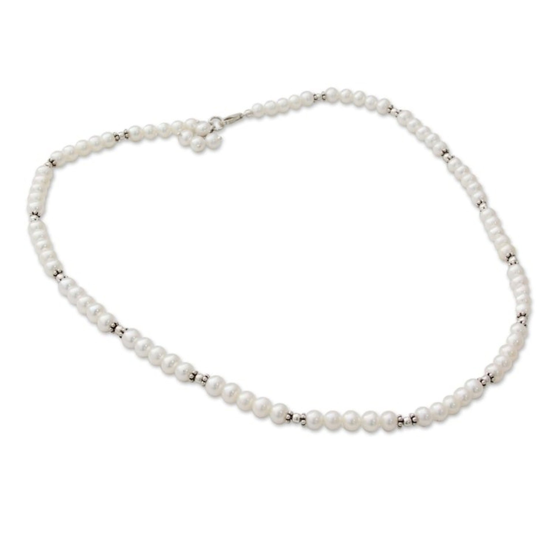 Handcrafted Bridal Jewelry Pearl Strand Necklace 'Smooth Ice'