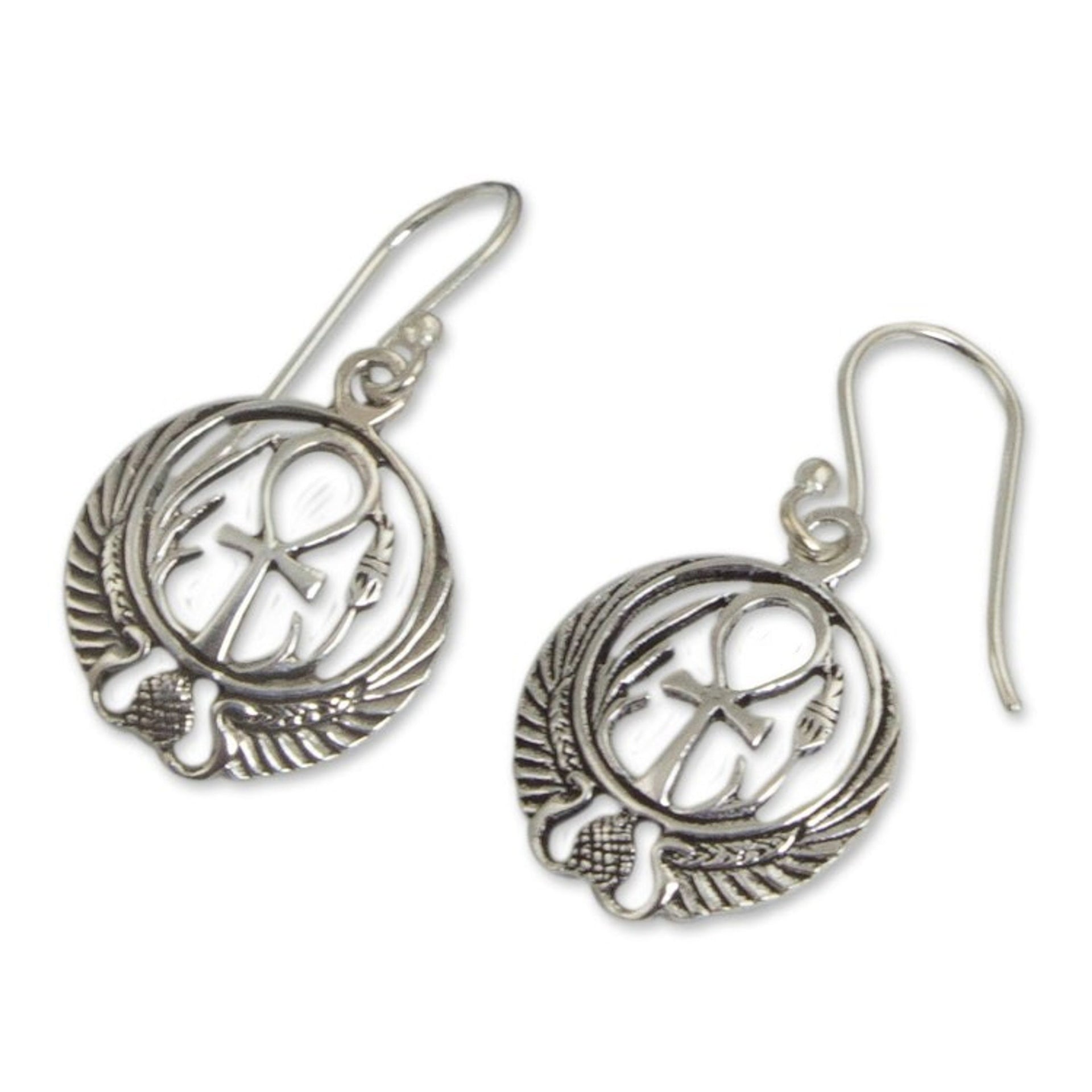Sterling silver dangle earrings 'Eternity's Key'