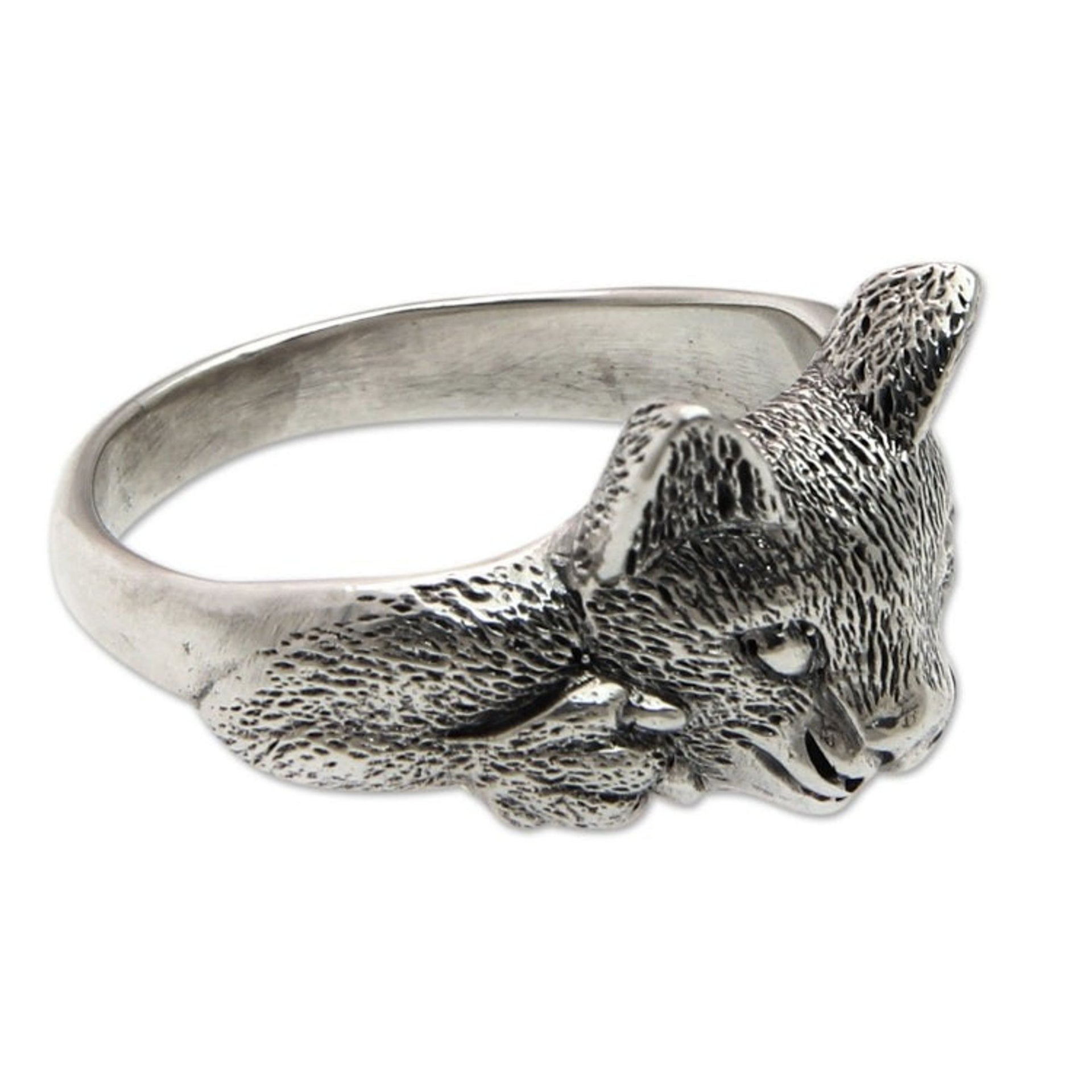 Unique Men's Ocelot Ring Crafted from Sterling Silver 'Feisty Ocelot'