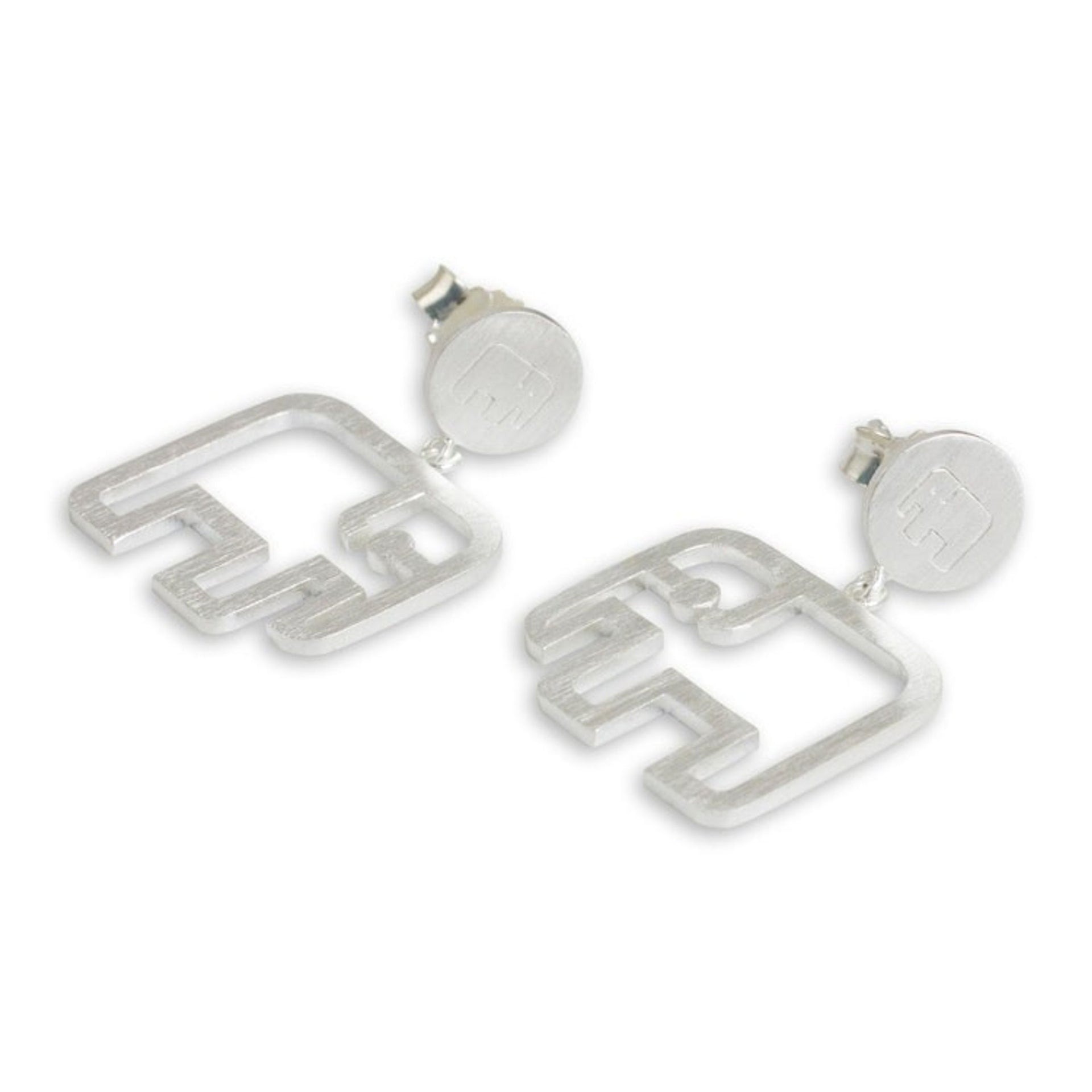 Unique Than Brushed Sterling Silver Dangle Earrings 'Elephant Encounter'