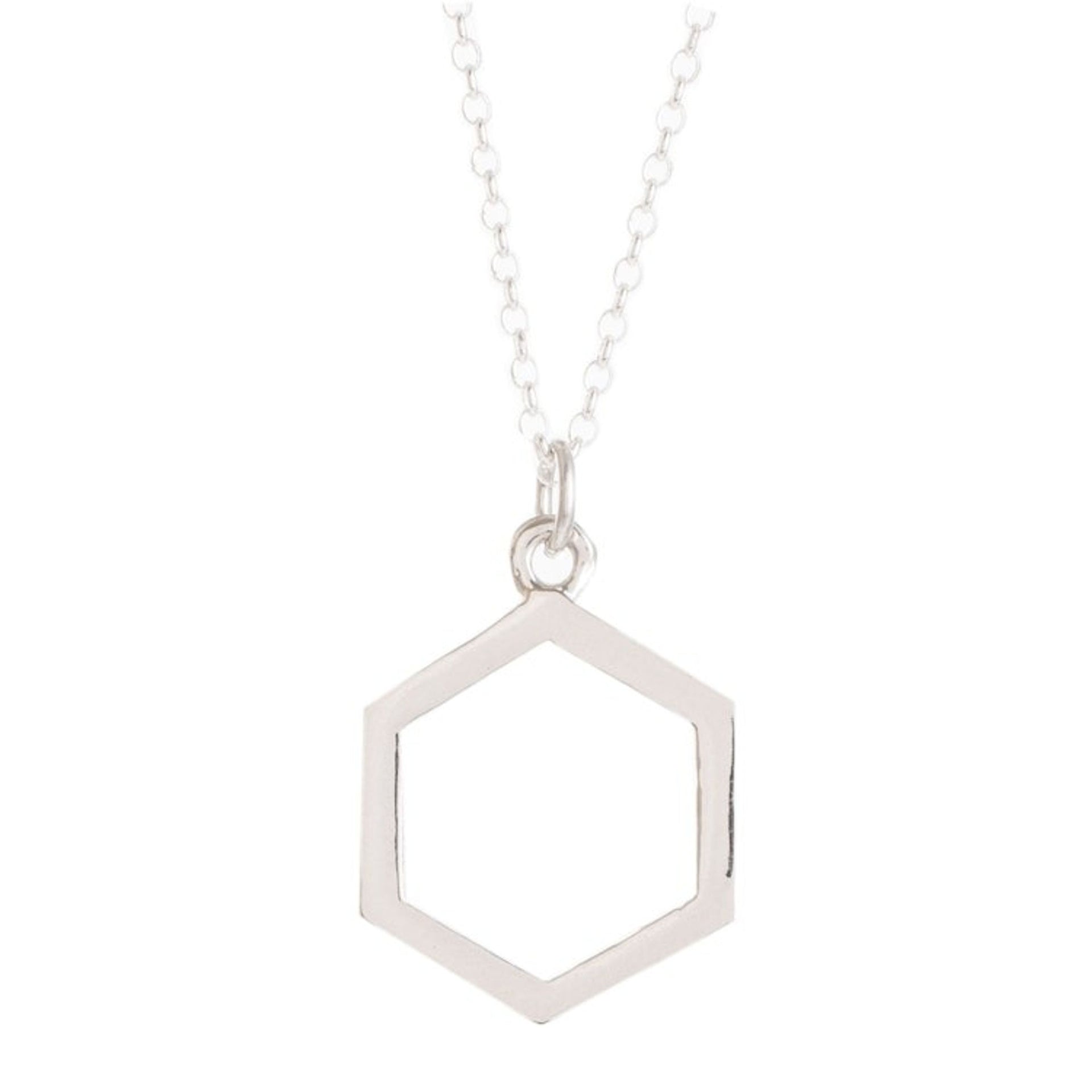 Sterling Silver Hexagon Pendant Necklace from Costa Rica 'Hexagon'