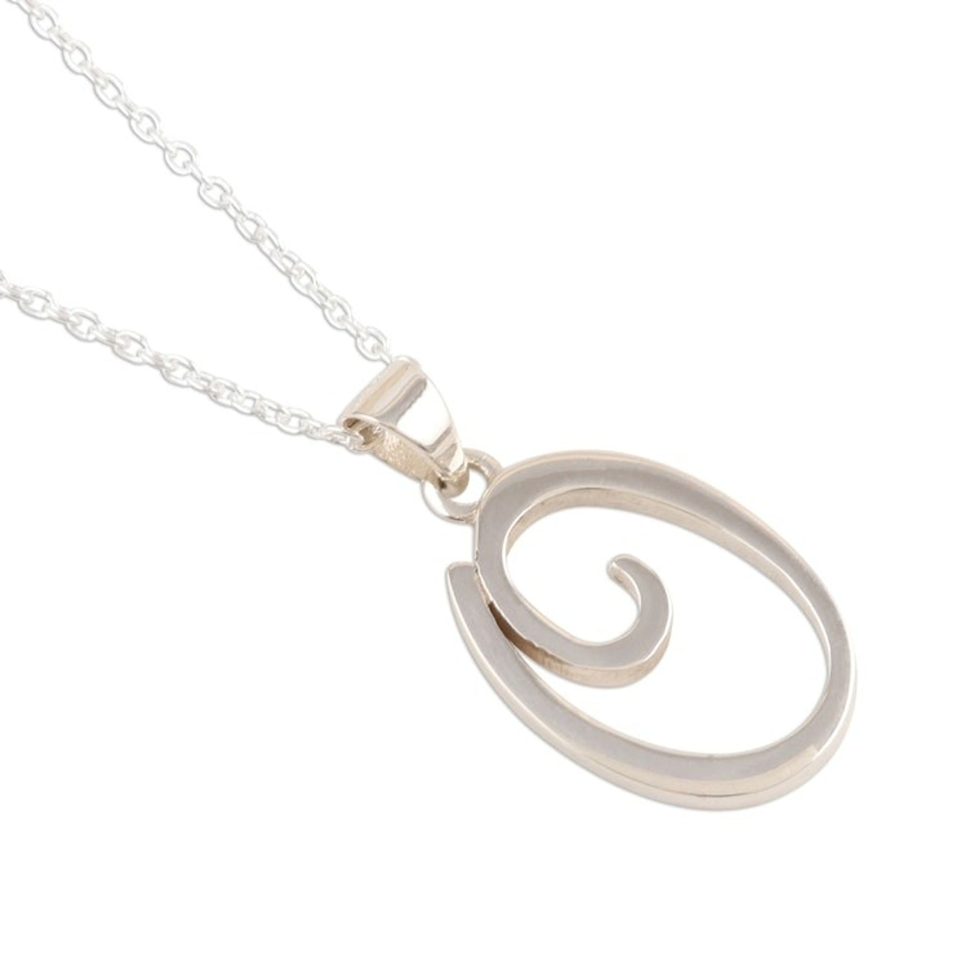 Silver O Initial Necklace Hand Crafted in India 'Dancing O'