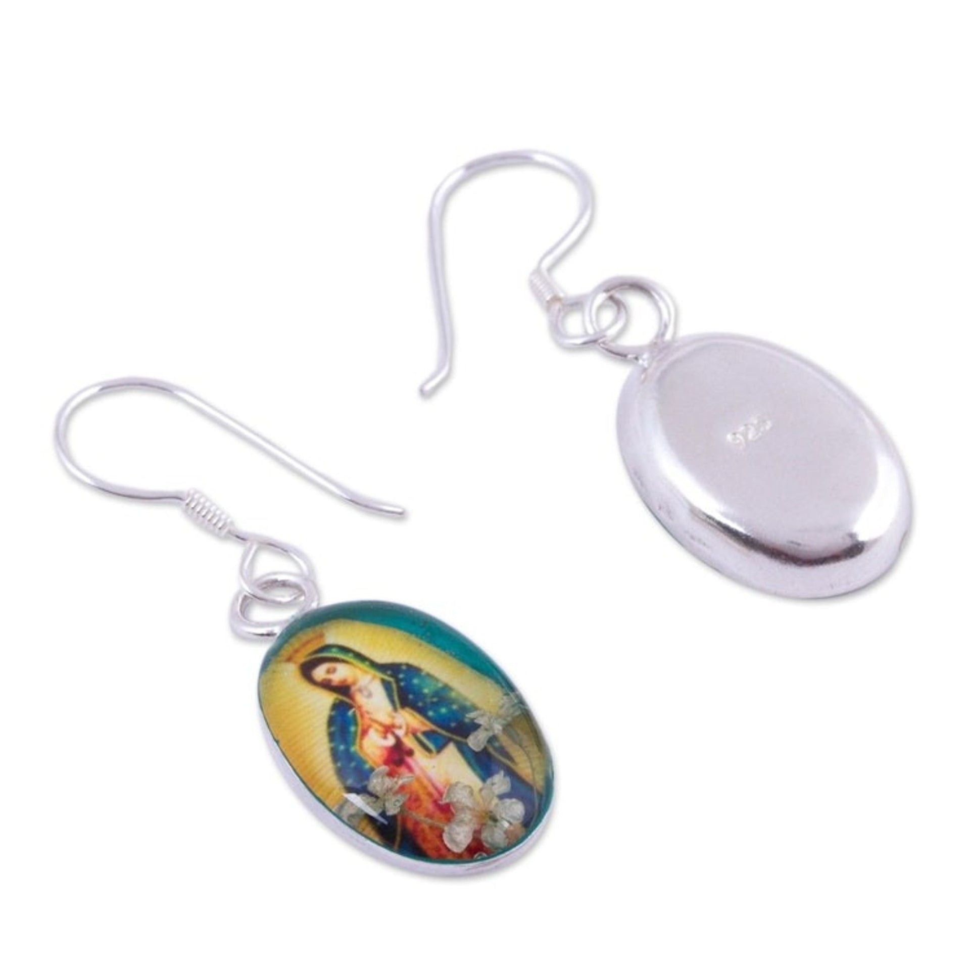 Religious Natural Flower Dangle Earrings from Mexico 'Flowering Faith'