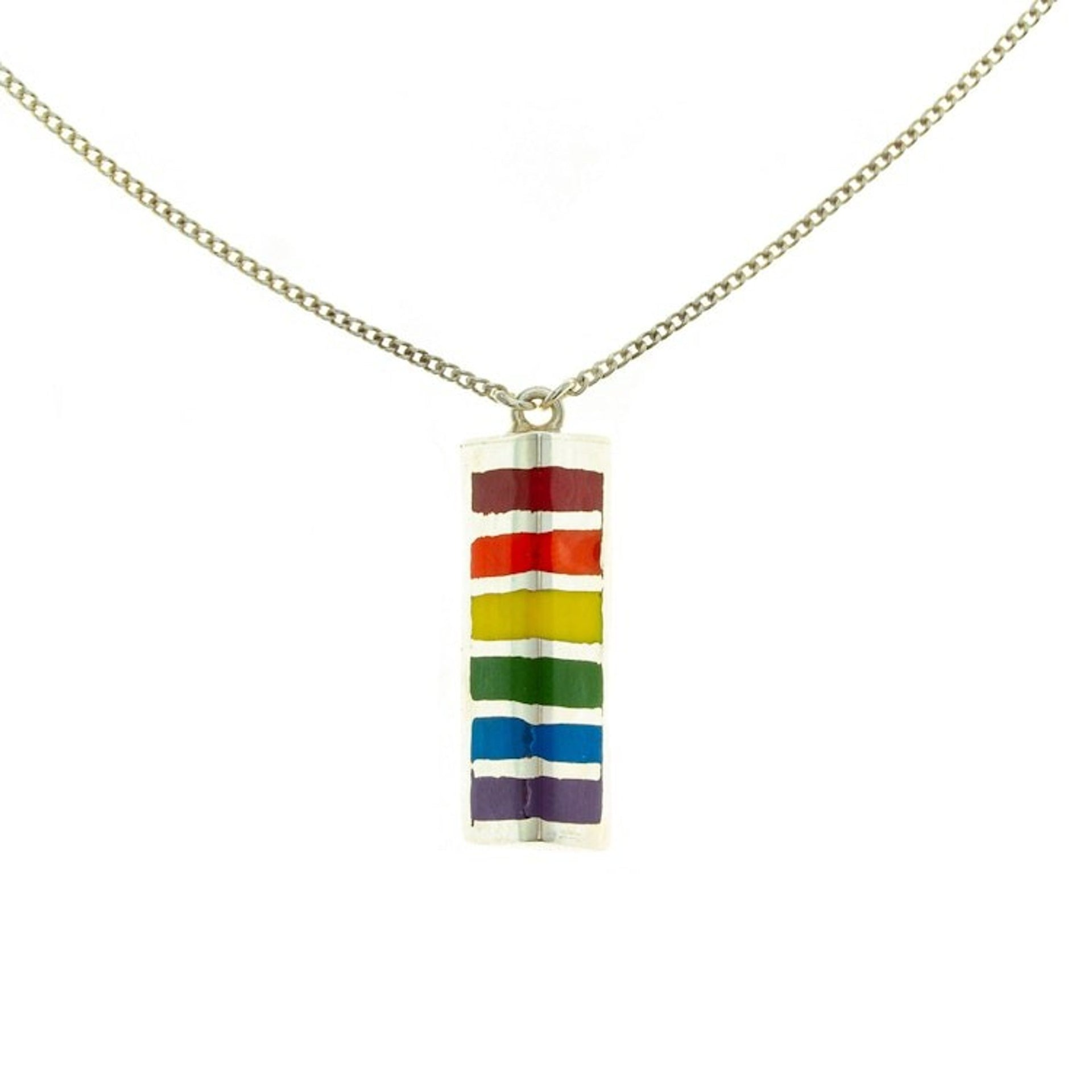 Rainbow Accent Sterling Silver Pendant Necklace 'Pyramid of Pride'