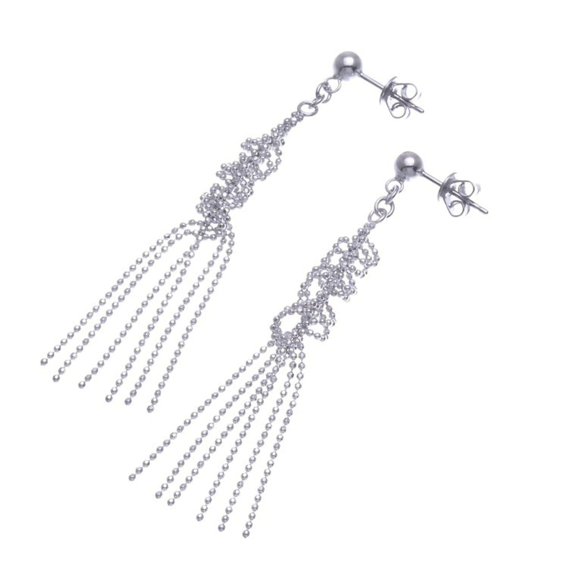 Hand Crafted Sterling Silver Waterfall Earrings 'Silver Cascade'