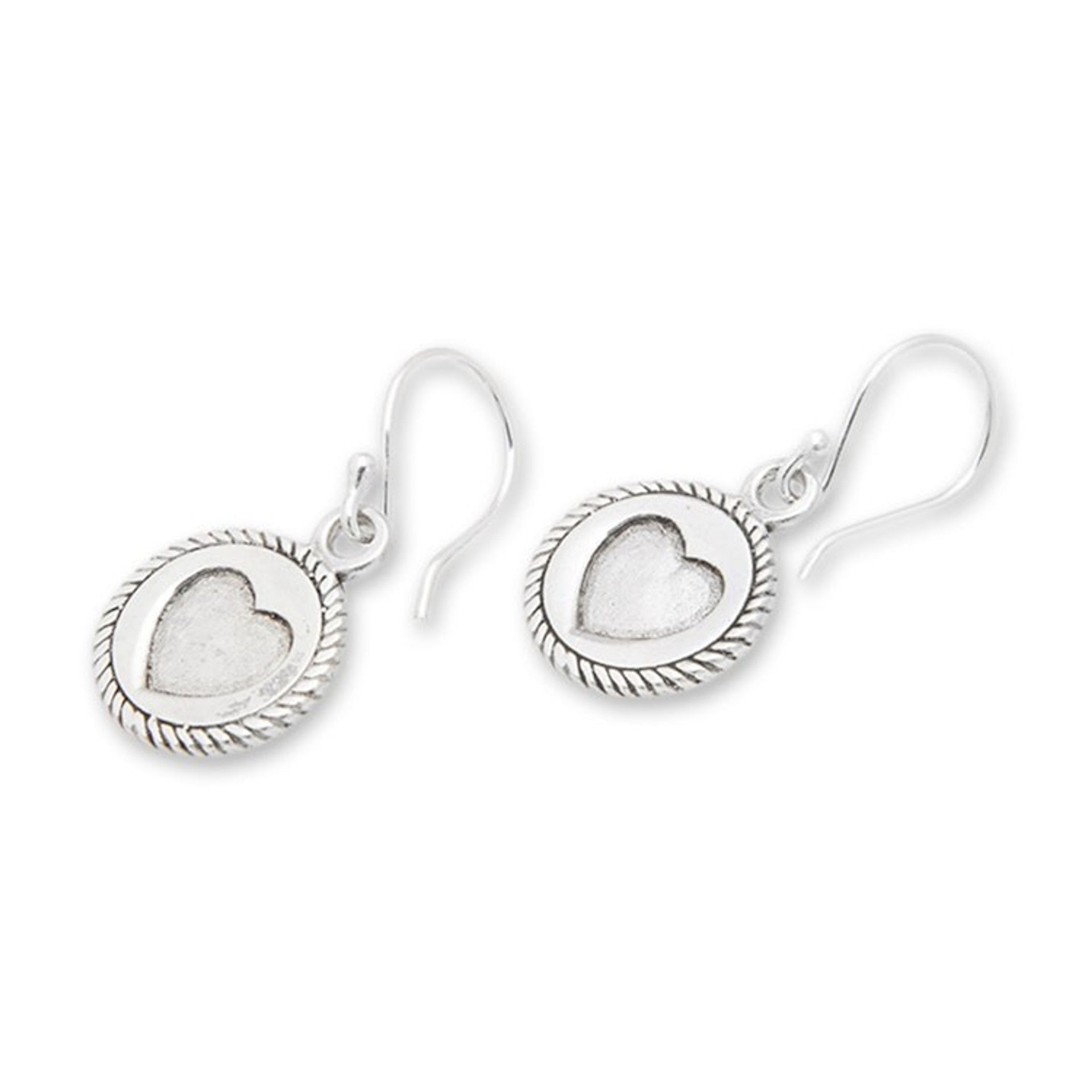 Sterling Silver Dangle Earrings with Heart Motif from Bali 'Dainty Heart'