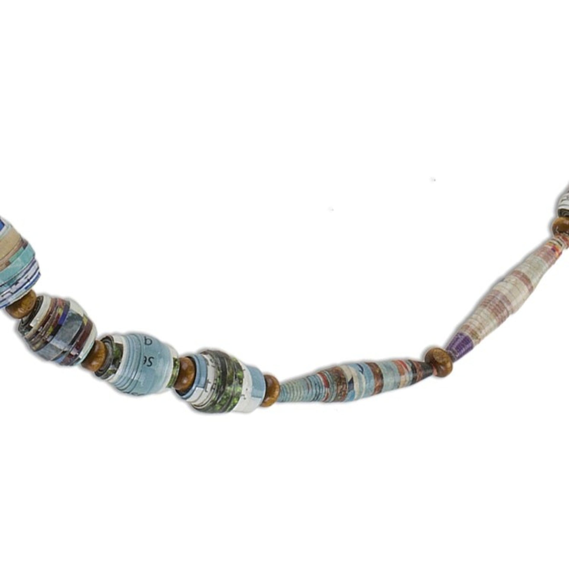 Handcrafted Multicolor Recycled Paper Bead Long Necklace 'New Spin'