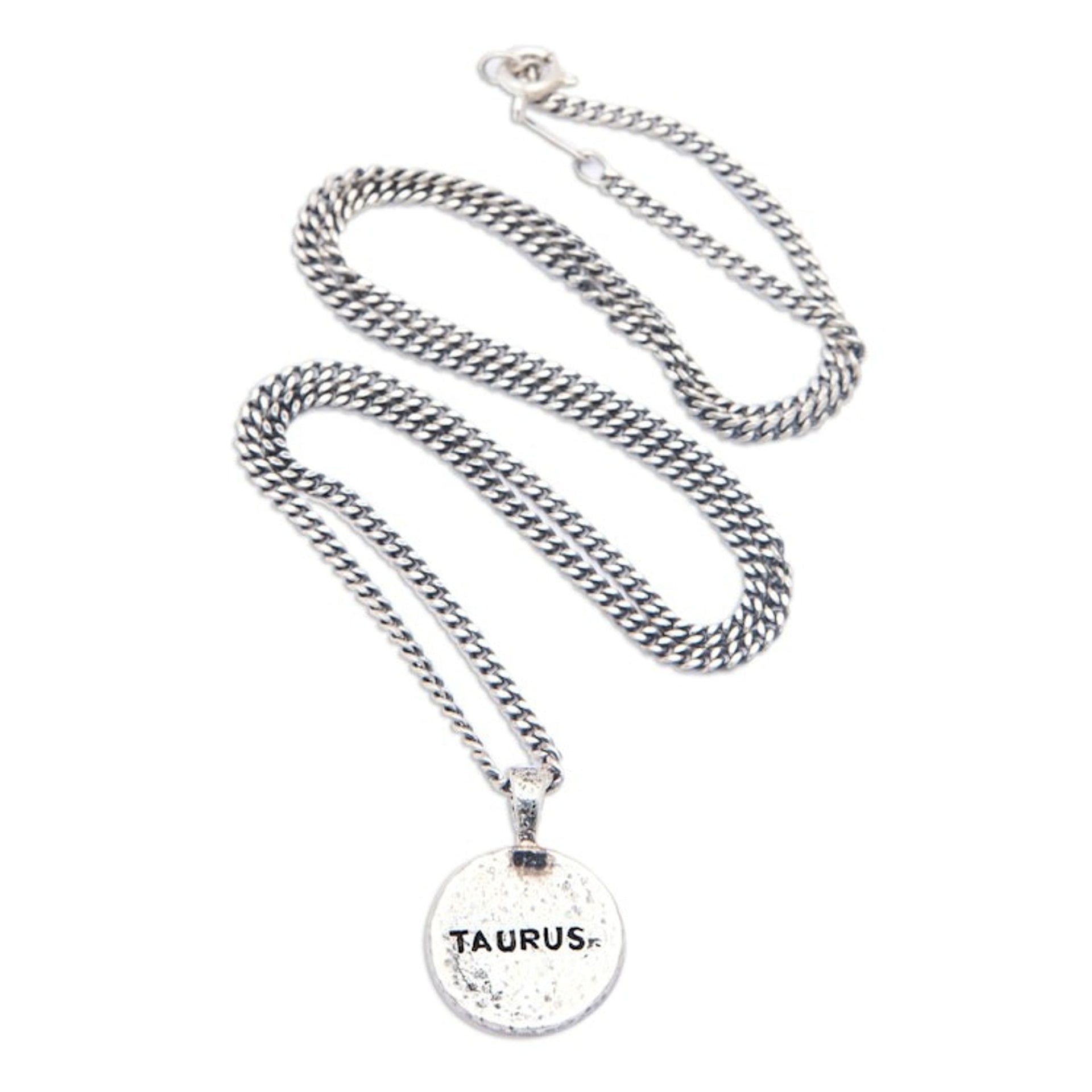 Sterling Silver Necklace with Taurus Zodiac Sign Pendant 'Taurus Charm'