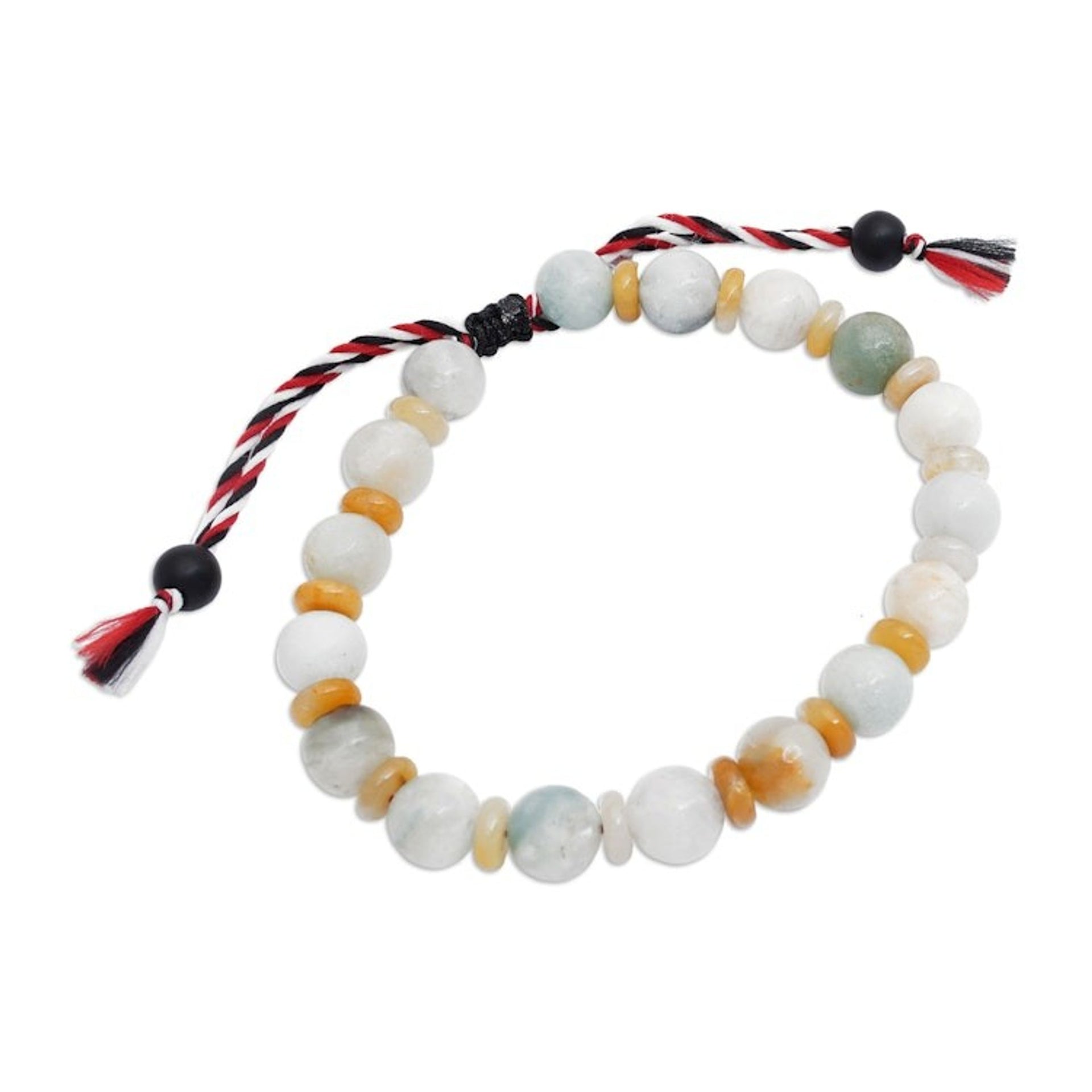 Yoga Tridatu Amazonite and Onyx Beaded Men's Bracelet 'Tridatu Harmony'
