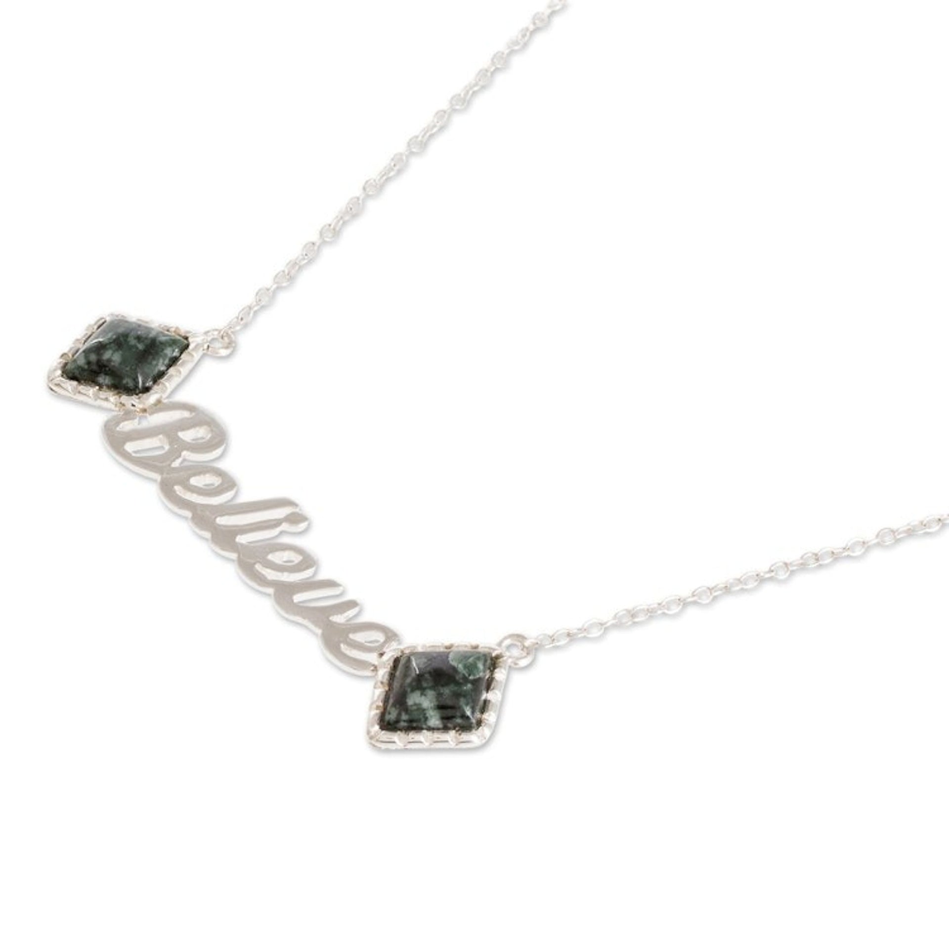 Inspirational Jade Necklace 'Believing'