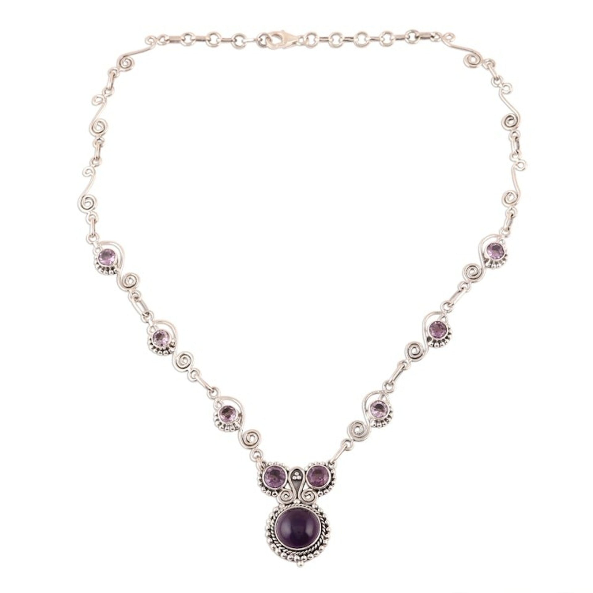 Indian Amethyst and Sterling Silver Necklace 'Meerut Magic'