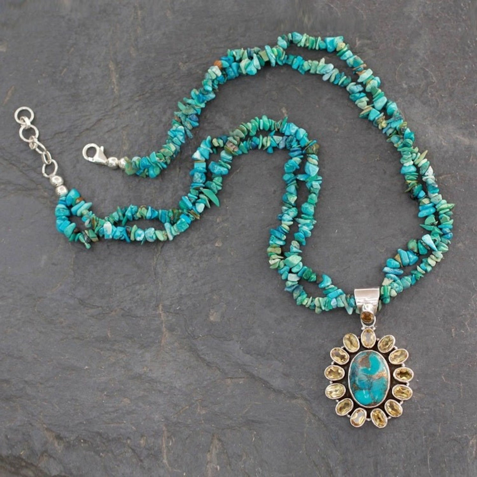 Opulent Indian Necklace with 7 Carats of Citrine 'Sunny Sky'