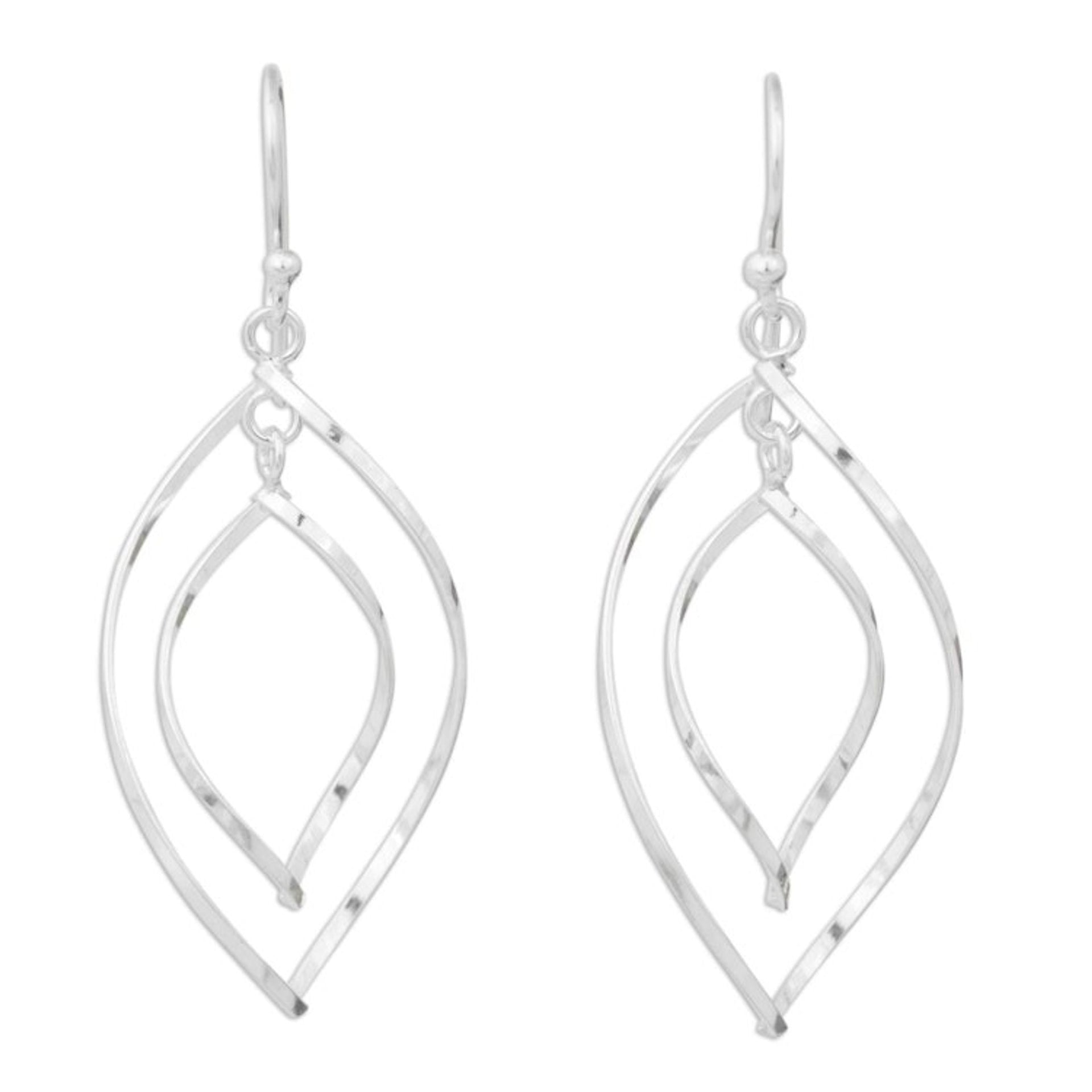Modern Sterling Silver Dangle Earrings with Polished Finish 'Eyes on You'
