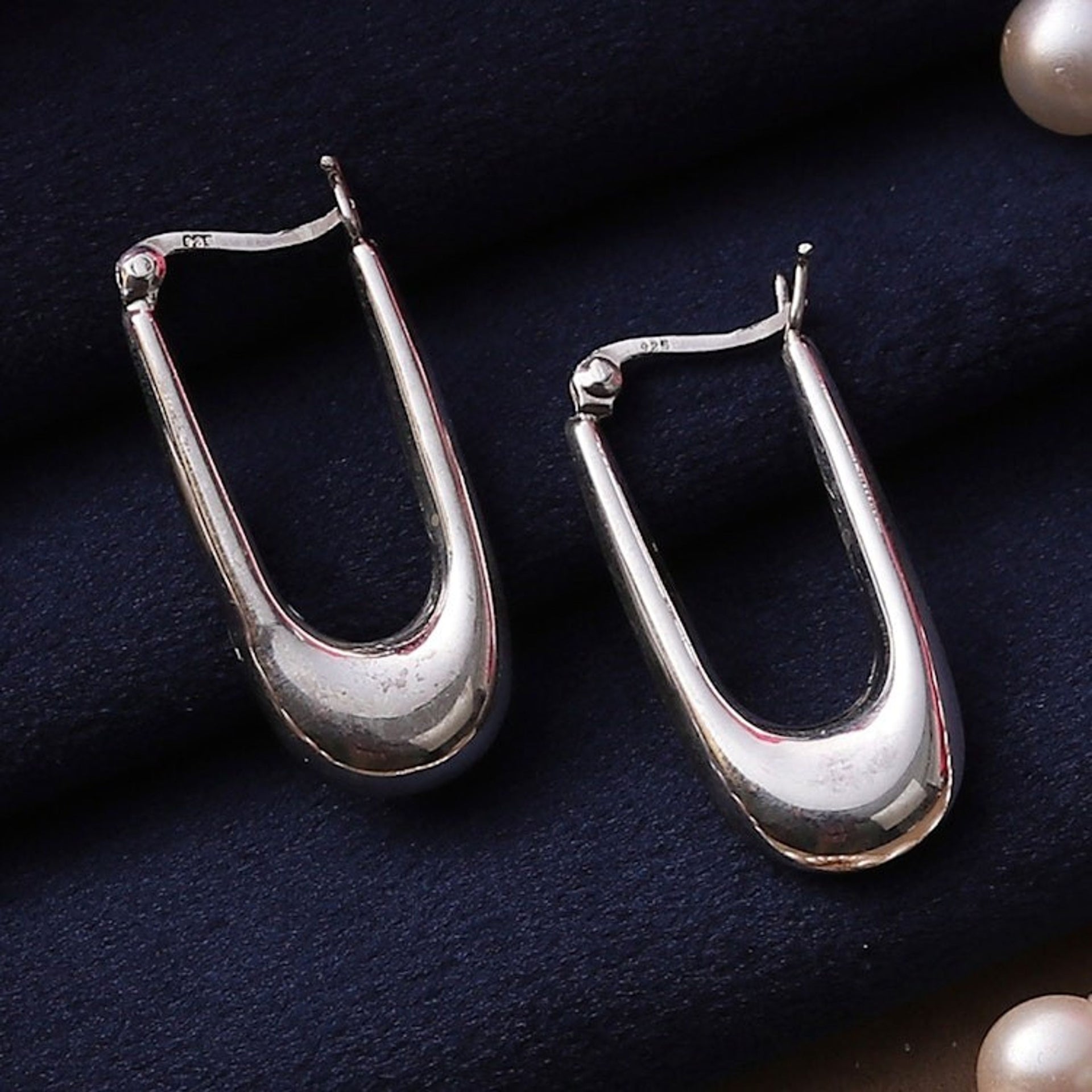Classic Polished Sterling Silver Hoop Earrings from India 'Modern Radiance'
