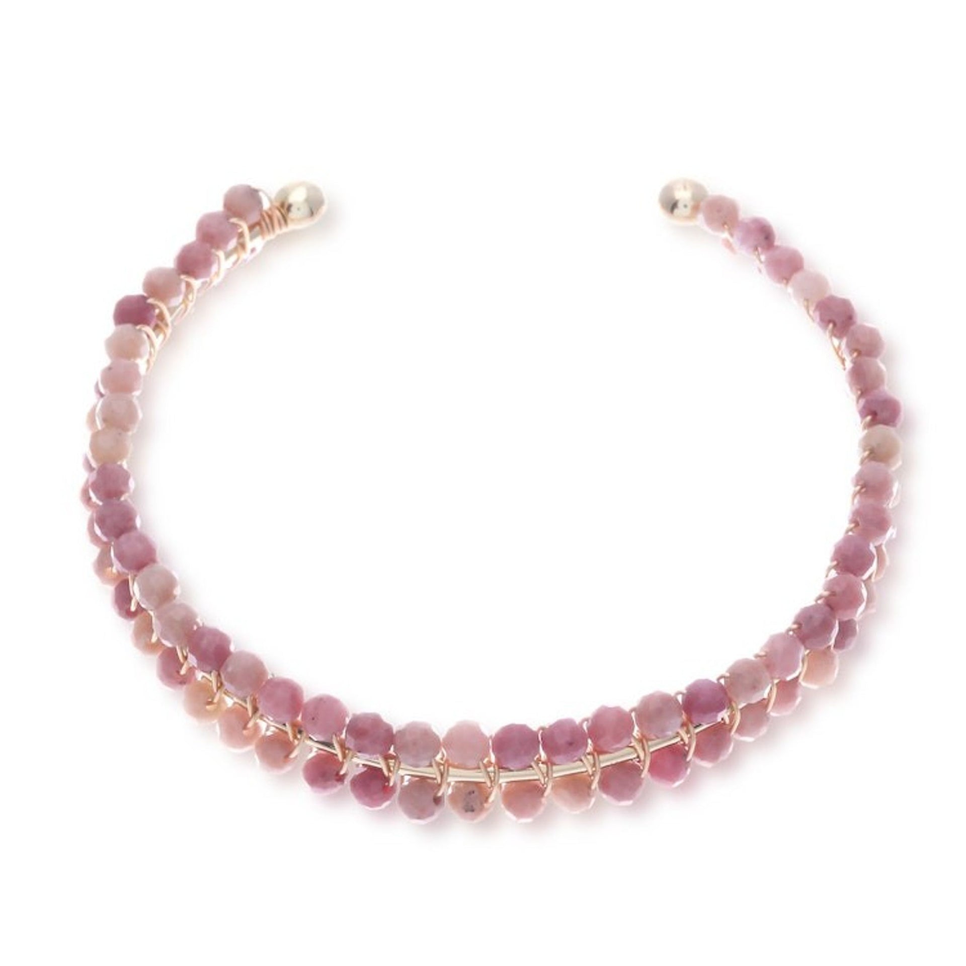 Pink Rhodochrosite Beaded Cuff Bracelet Handmade in Thailand 'Life of Emotions'