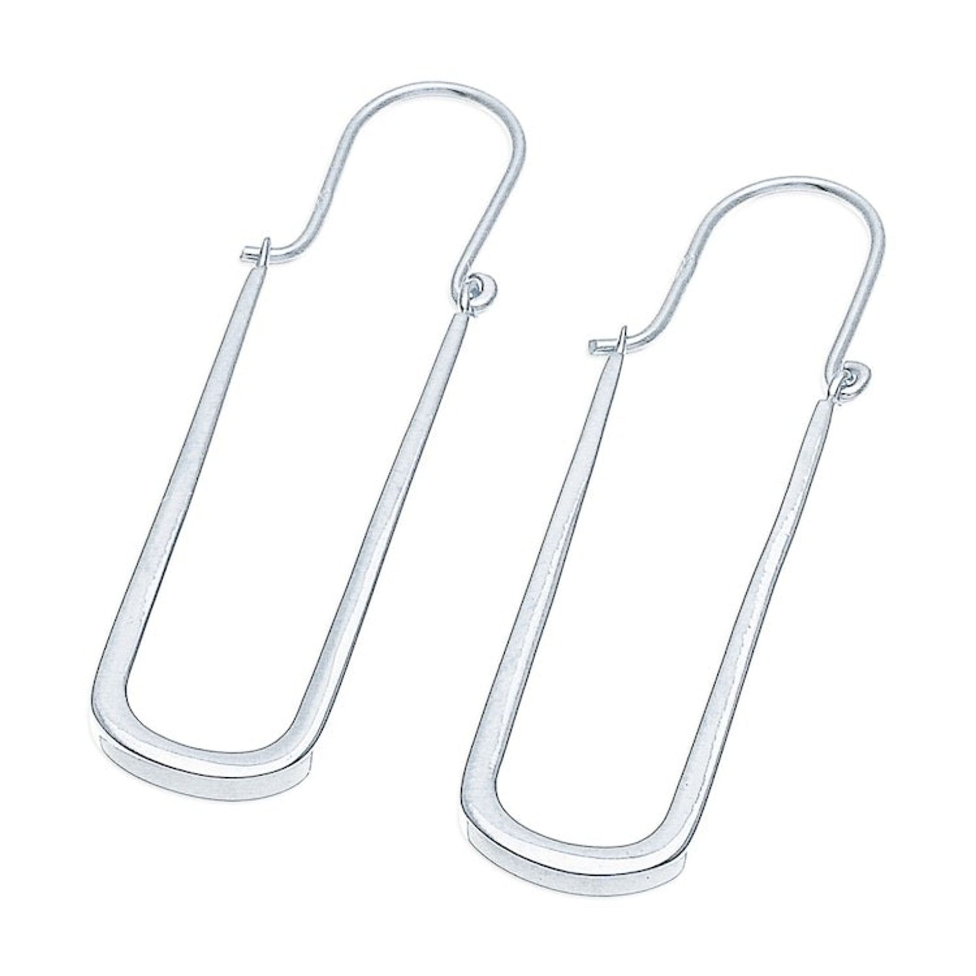 Thai-Made Minimalist Sterling Silver Oblong Hoop Earrings 'Grand Class'