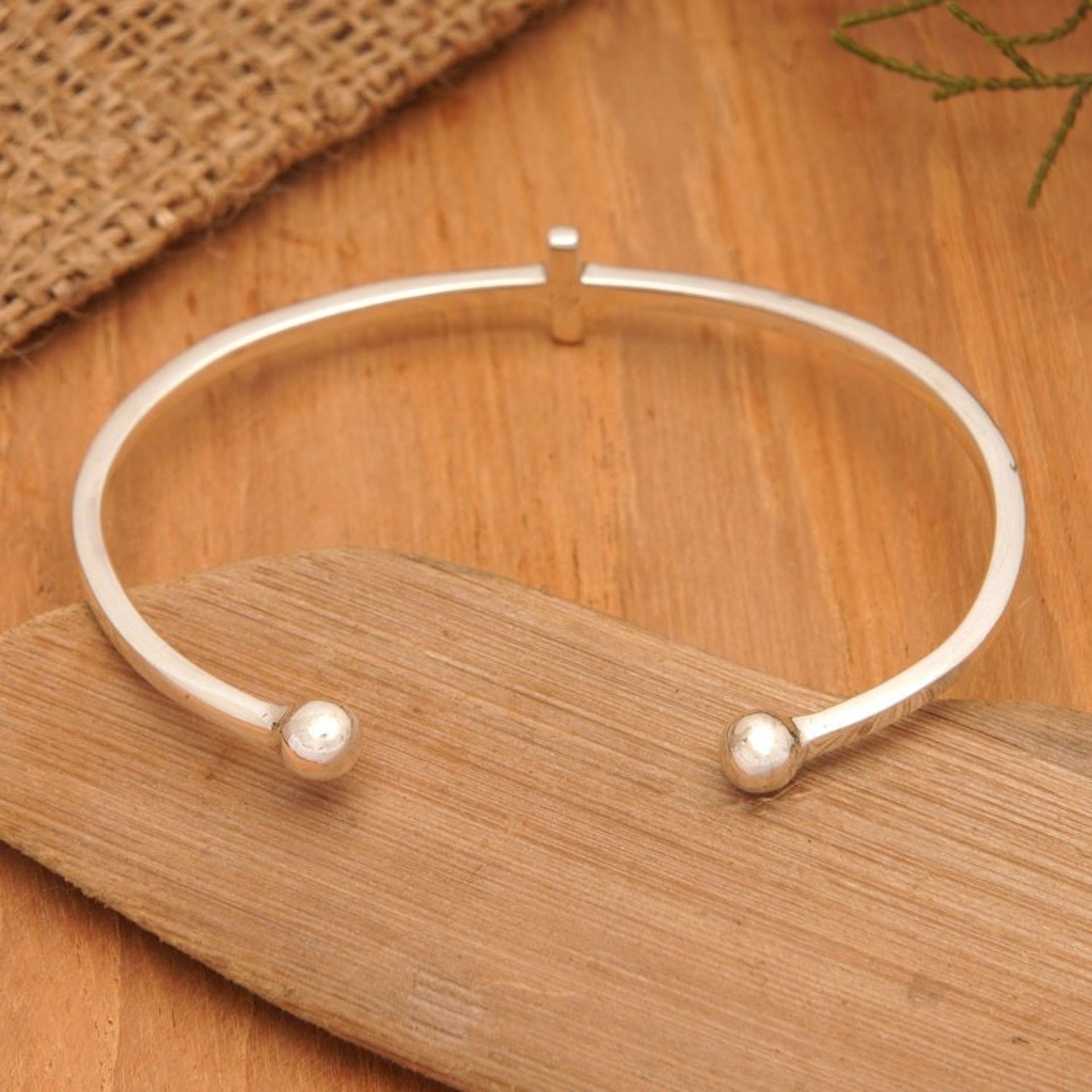 High Polished Sterling Silver Cuff Bracelet from Bali 'Modern Globe-Trotting'