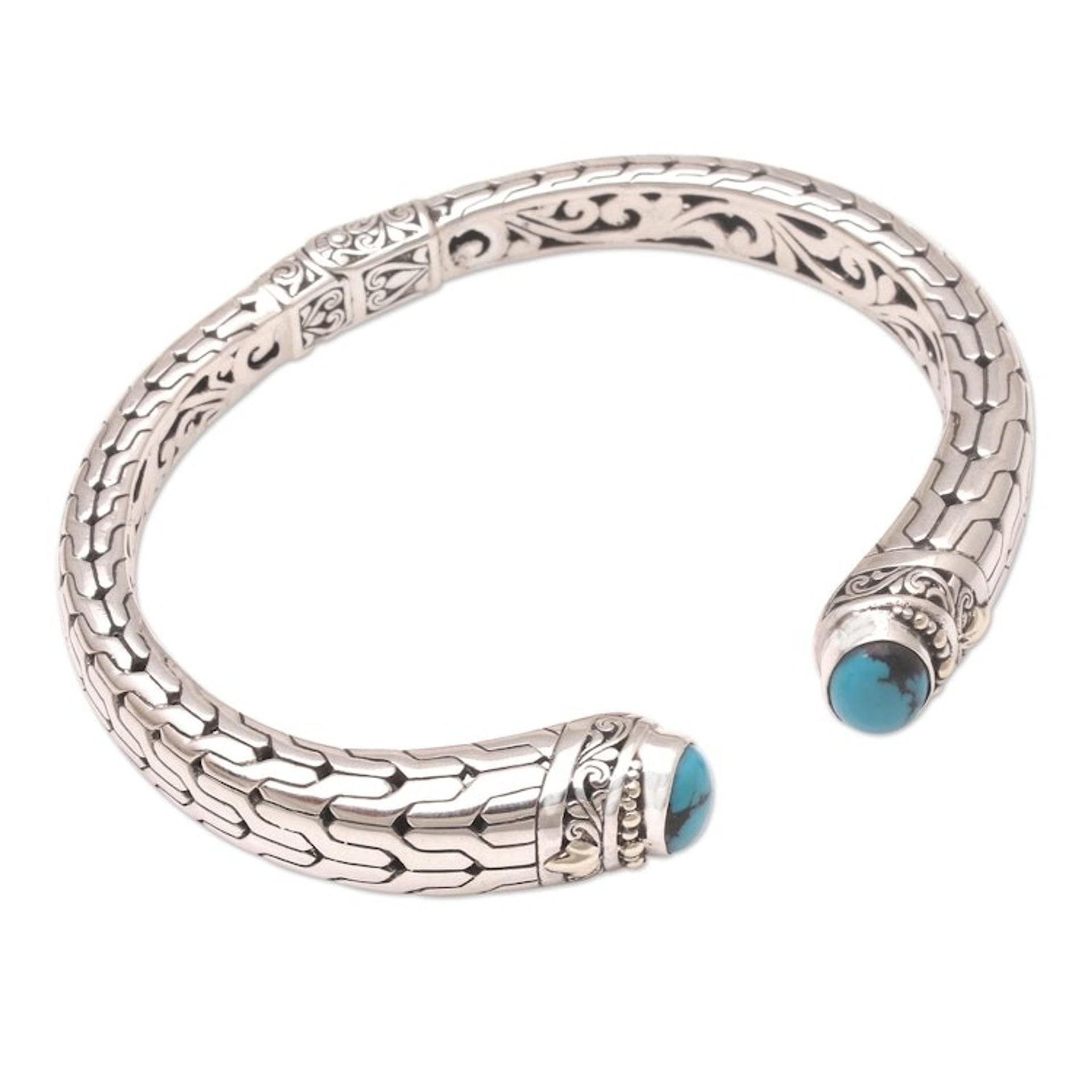 Gold-Accented Sterling Silver Cuff Bracelet 'Venture of Faith'