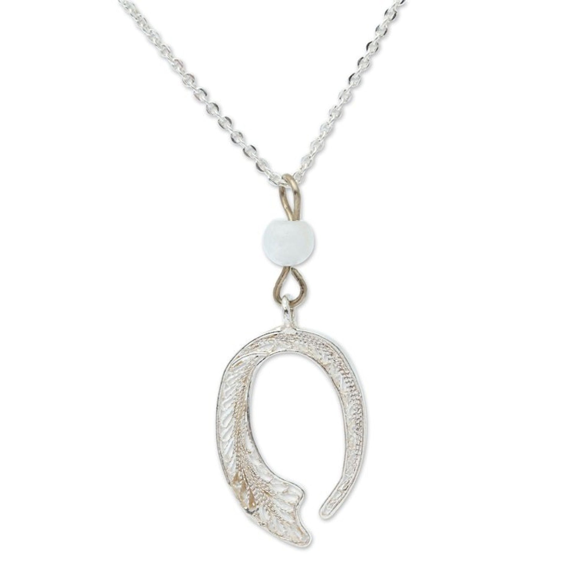 Sterling Silver Filigree and Moonstone Pendant Necklace 'Lunar Movement'
