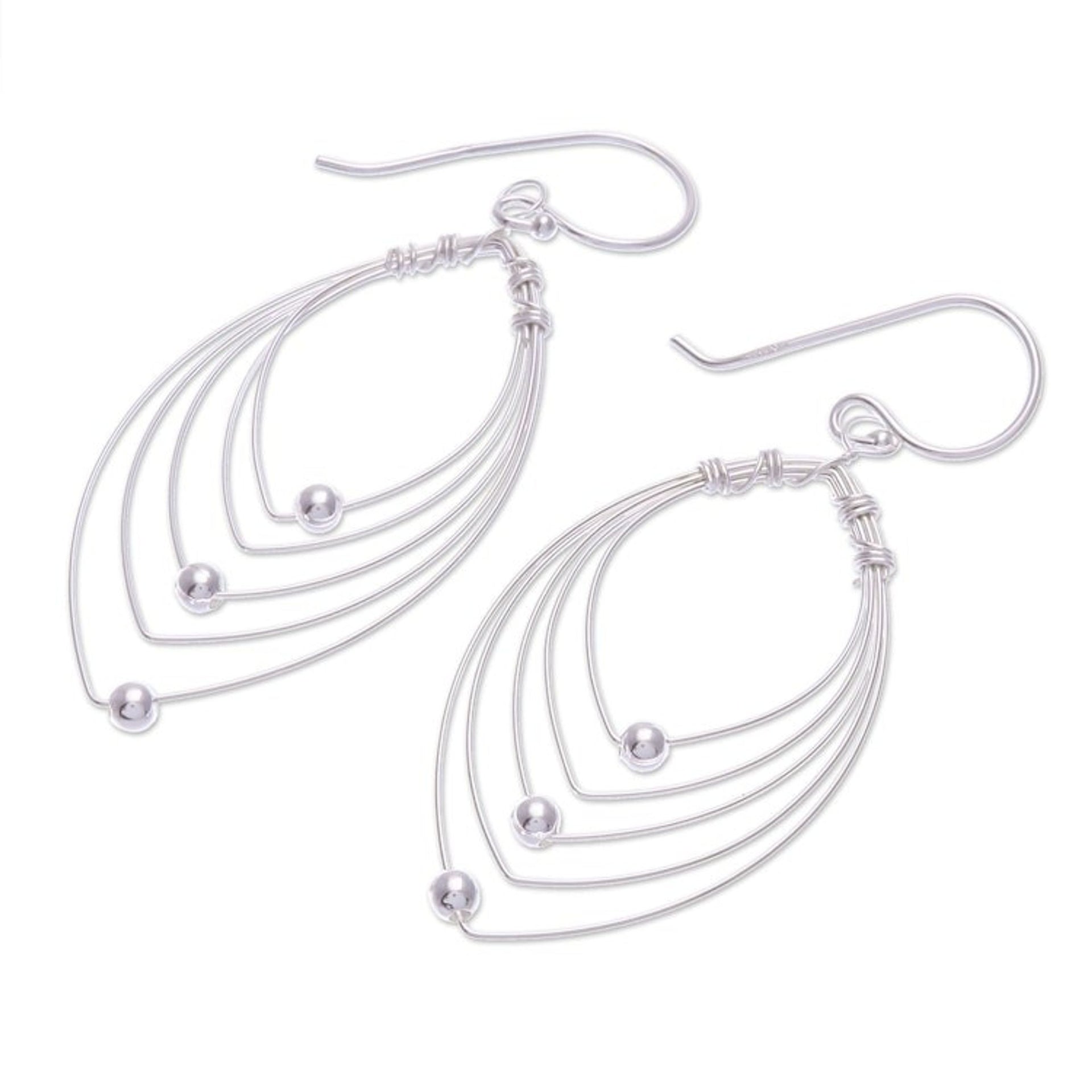 Marquise-Shaped Sterling Silver Dangle Earrings 'Marquise's Gaze'